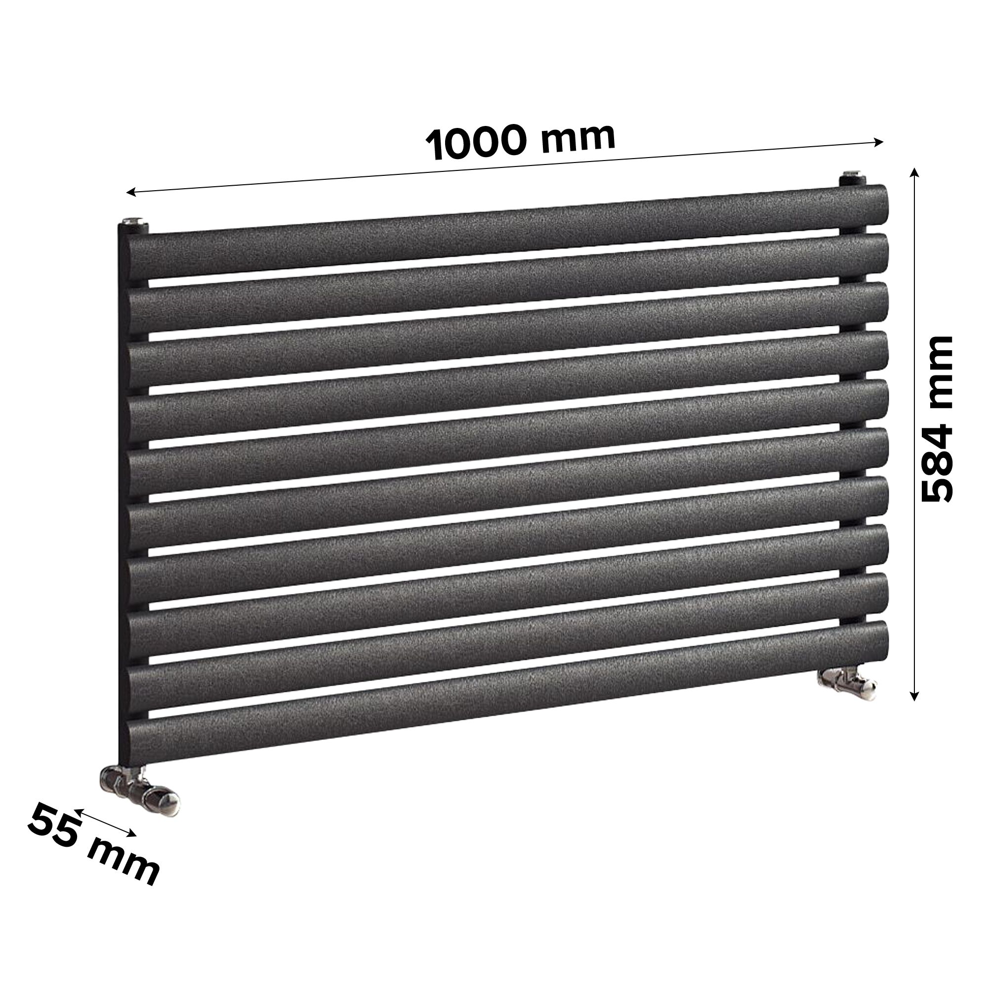 Ximax Champion Anthracite Horizontal Designer Radiator, (W)1000mm x (H)584mm