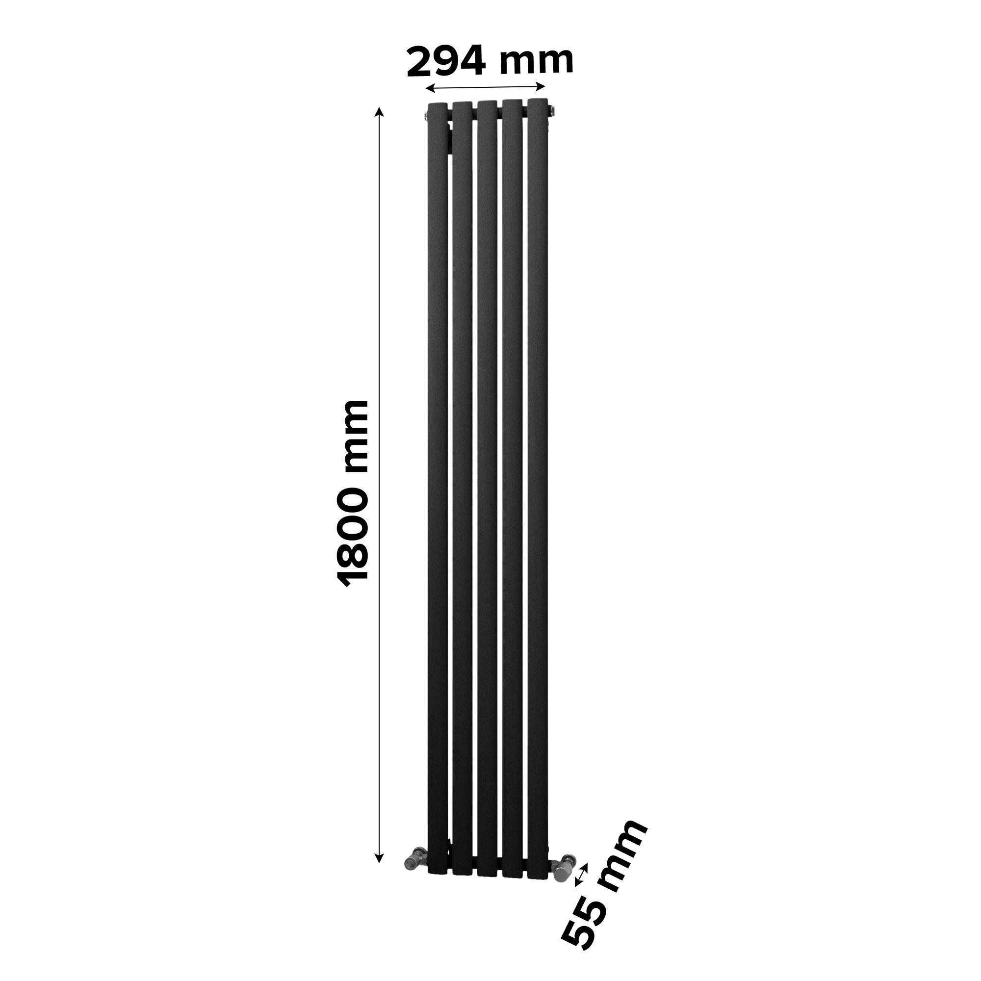 Ximax Champion Anthracite Vertical Designer Radiator, (W)294mm x (H)1800mm