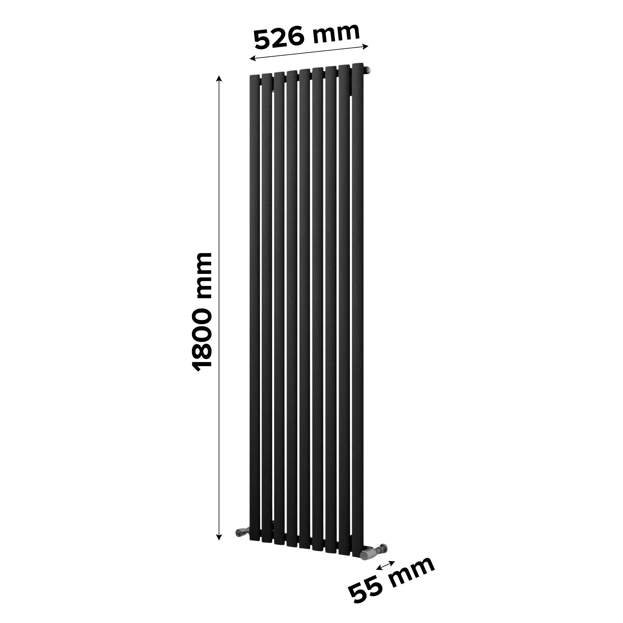 Ximax Champion Anthracite Vertical Designer Radiator, (W)526mm x (H)1800mm