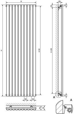 Ximax Champion Black copper Vertical Designer Radiator, (W)526mm x (H)1800mm
