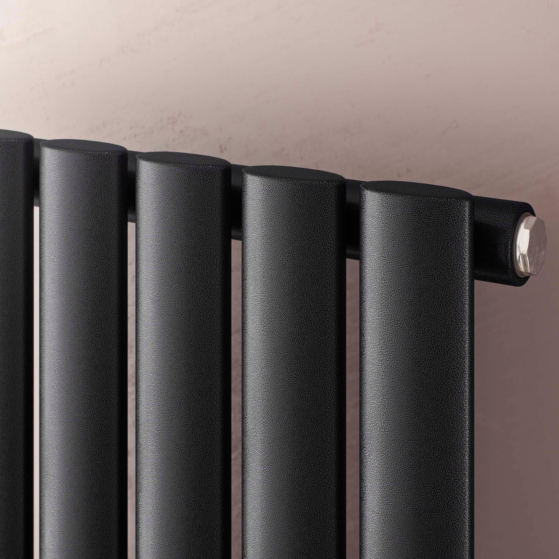Ximax Champion Black silver Horizontal Designer Radiator, (W)1200mm x (H)584mm