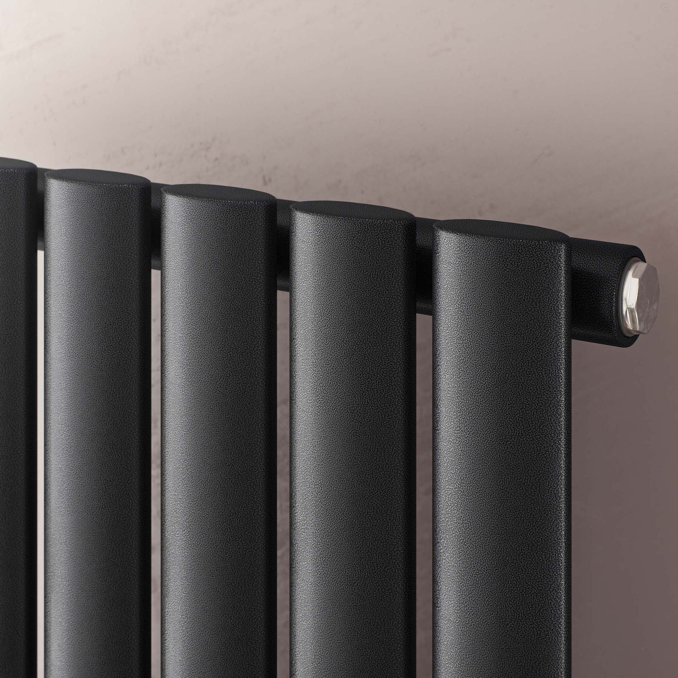 Ximax Champion Black silver Vertical Designer Radiator, (W)526mm x (H)1800mm