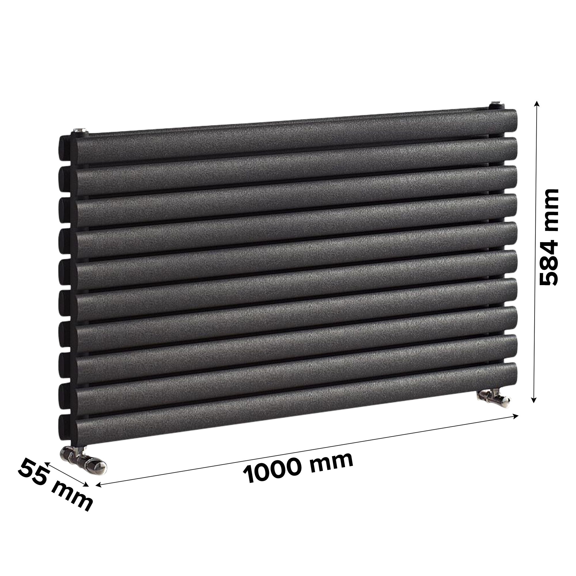 Ximax Champion Duplex Anthracite Horizontal Designer Radiator, (W)1000mm x (H)584mm