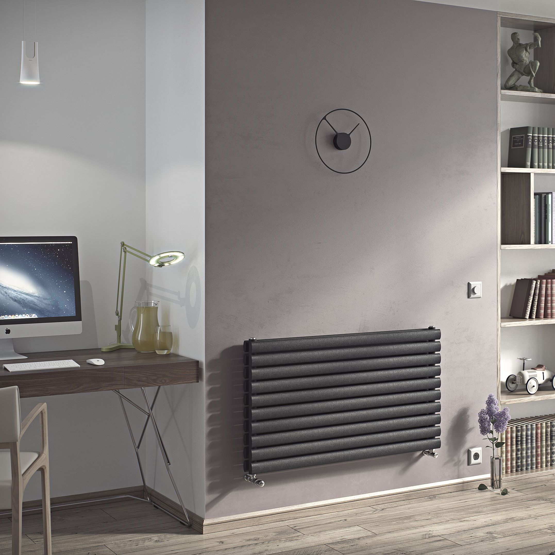 Ximax Champion Duplex Anthracite Horizontal Designer Radiator, (W)1200mm x (H)584mm