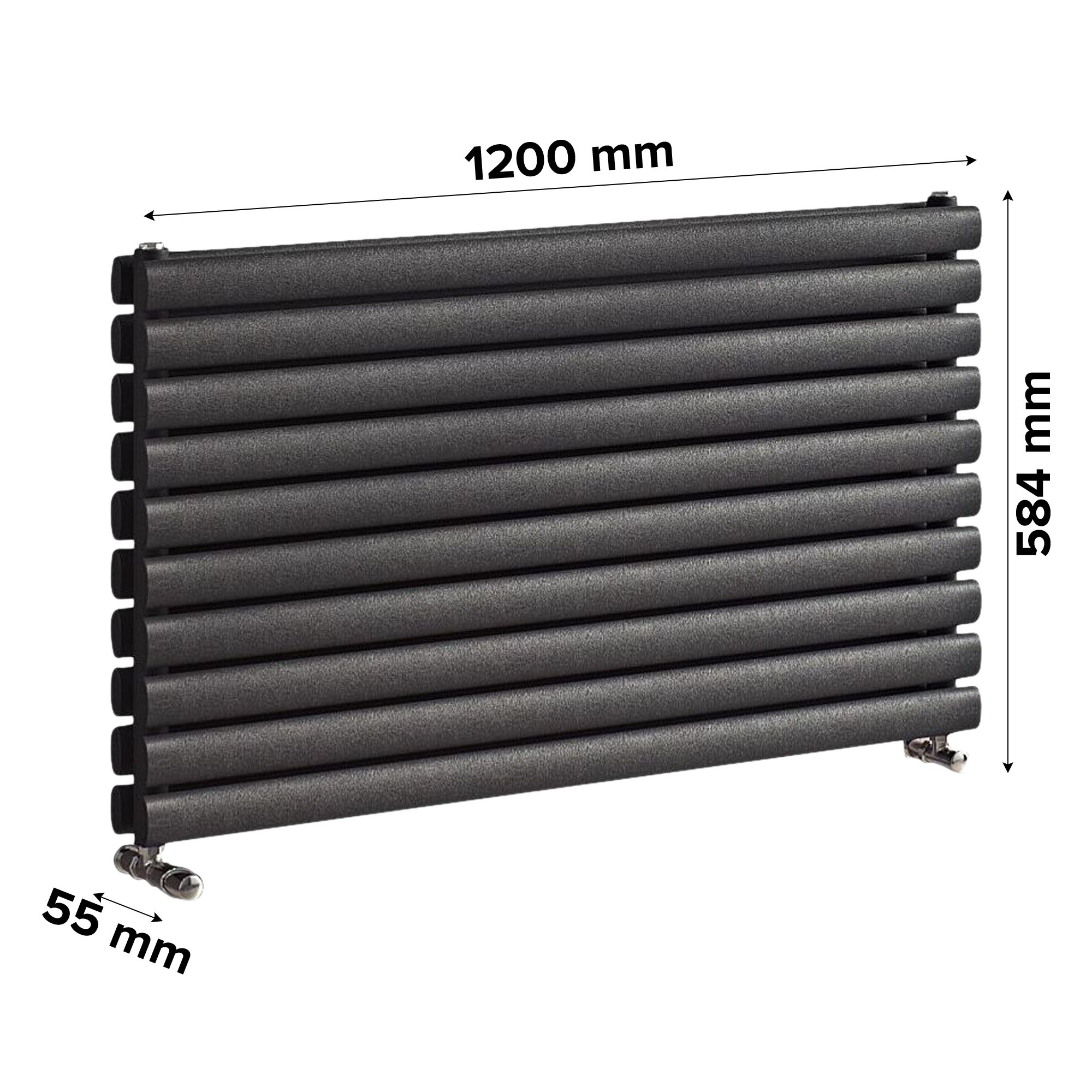 Ximax Champion Duplex Anthracite Horizontal Designer Radiator, (W)1200mm x (H)584mm