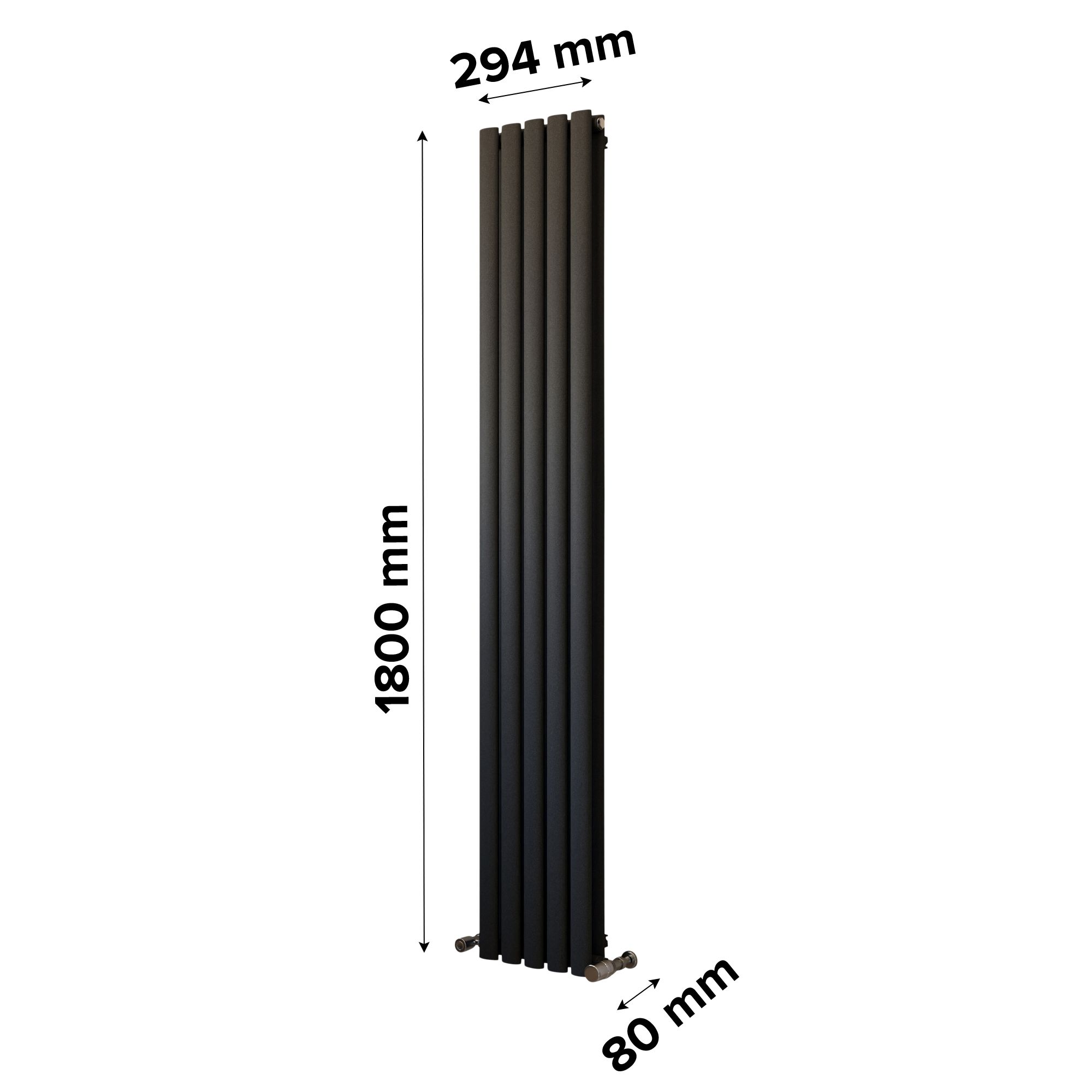 Ximax Champion Duplex Anthracite Vertical Designer Radiator, (W)294mm x (H)1800mm