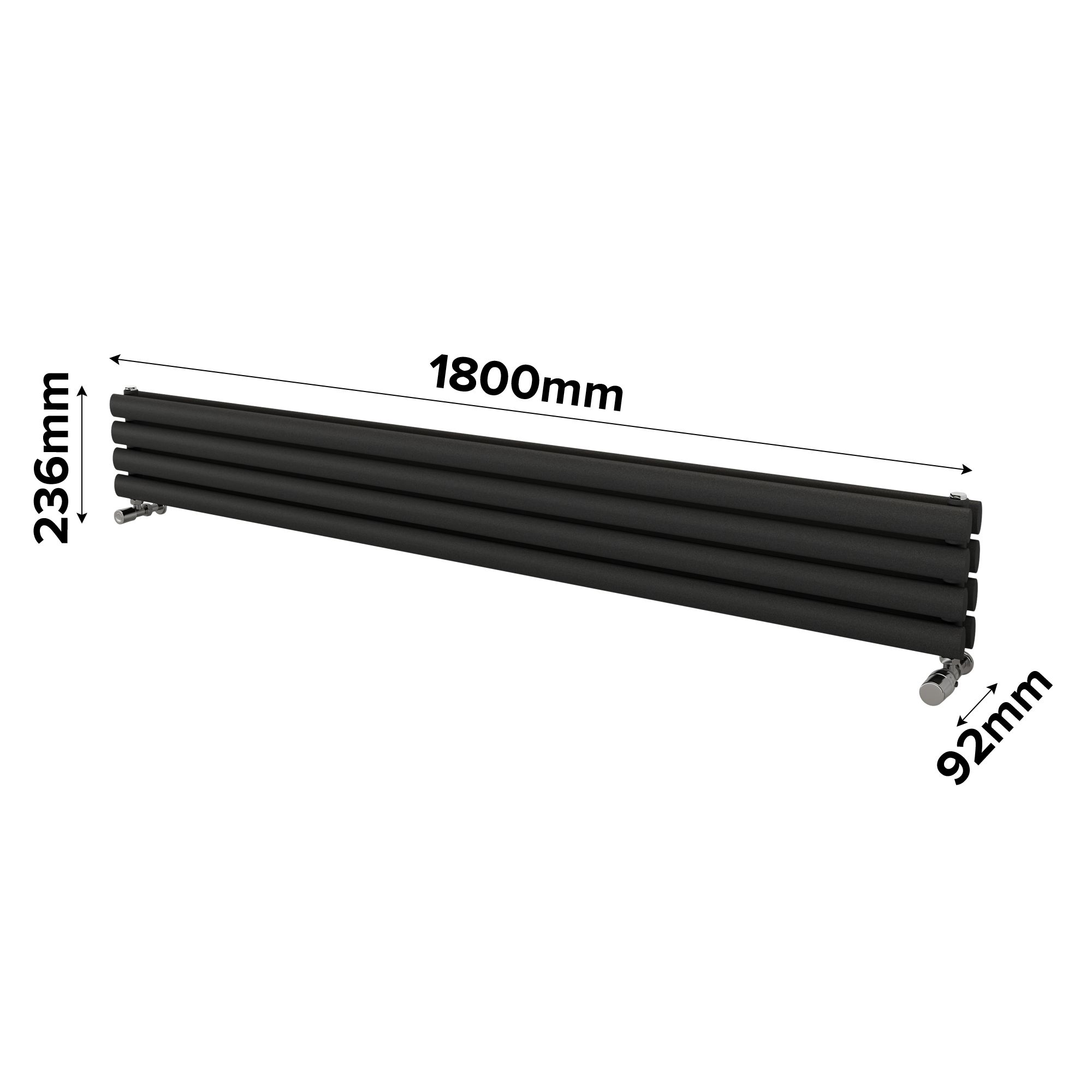 Ximax Champion Duplex Matt anthracite Horizontal Designer Radiator, (W)1800mm x (H)236mm