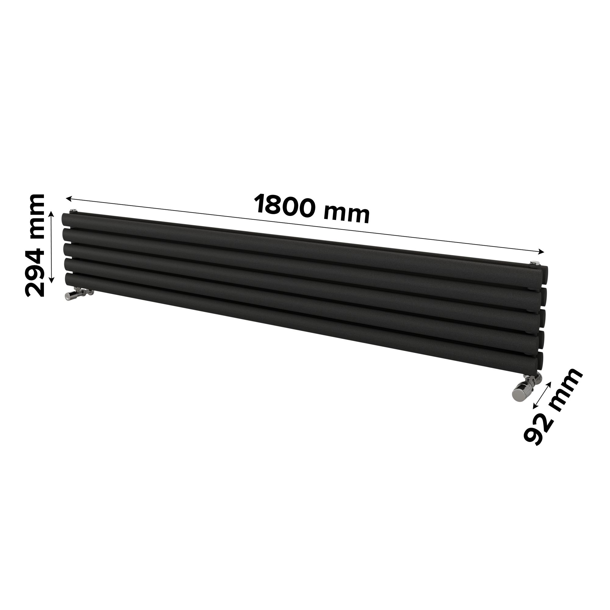 Ximax Champion Duplex Matt anthracite Horizontal Designer Radiator, (W)1800mm x (H)294mm