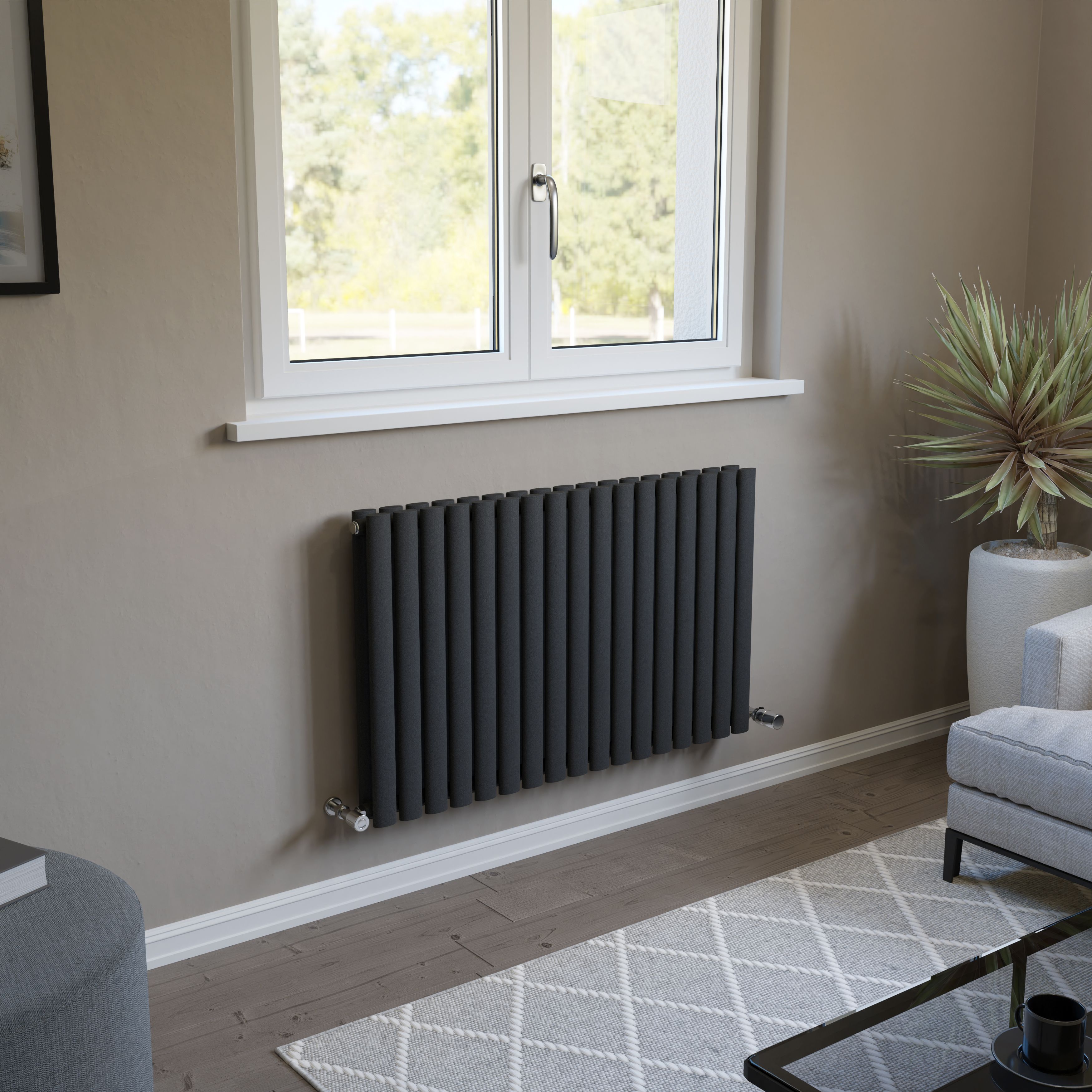 Ximax Champion Duplex Matt anthracite Horizontal Designer Radiator, (W)990mm x (H)600mm