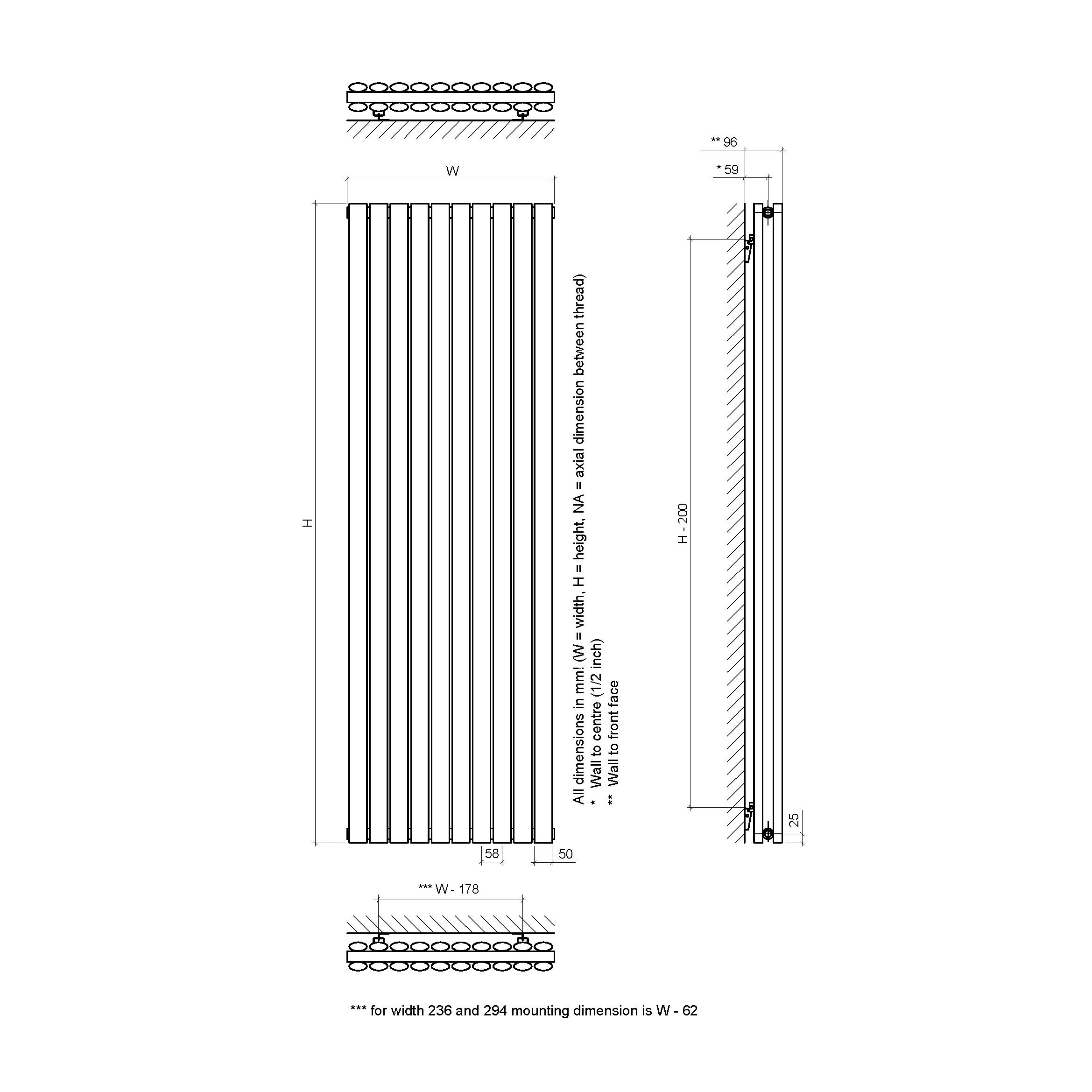 Ximax Champion Duplex Matt anthracite Horizontal Designer Radiator, (W)990mm x (H)600mm