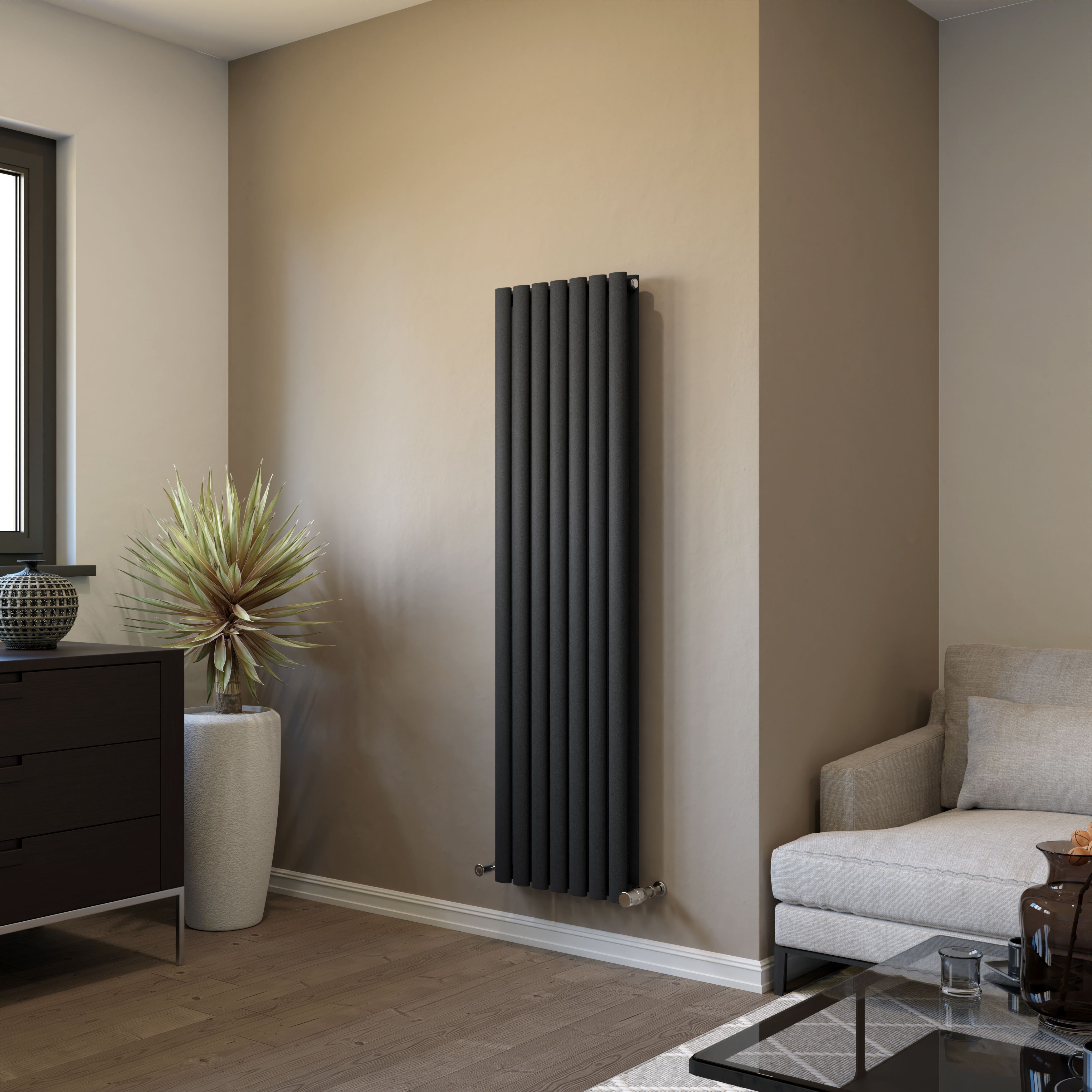 Ximax Champion Duplex Matt anthracite Vertical Designer Radiator, (W)410mm x (H)1500mm