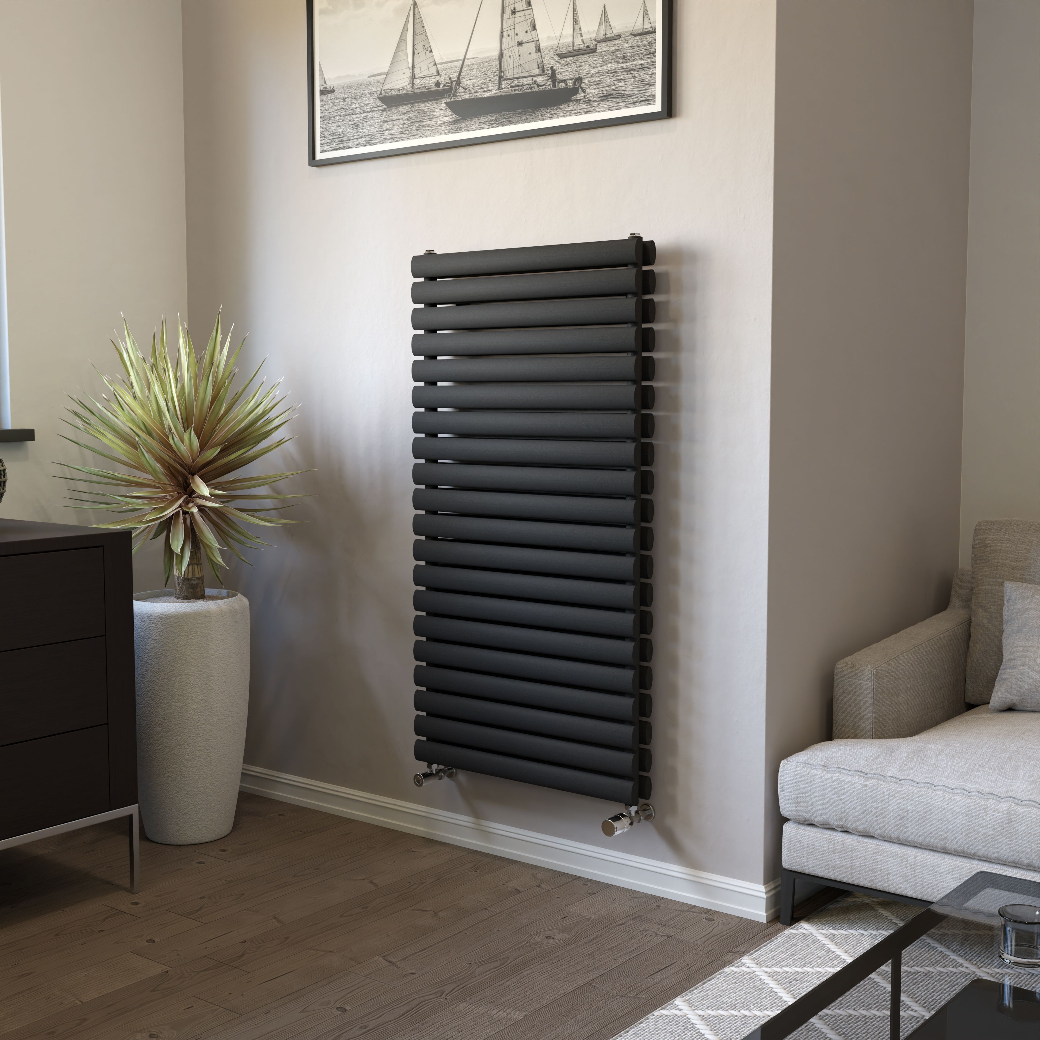 Ximax Champion Duplex Matt anthracite Vertical Designer Radiator, (W)600mm x (H)1164mm