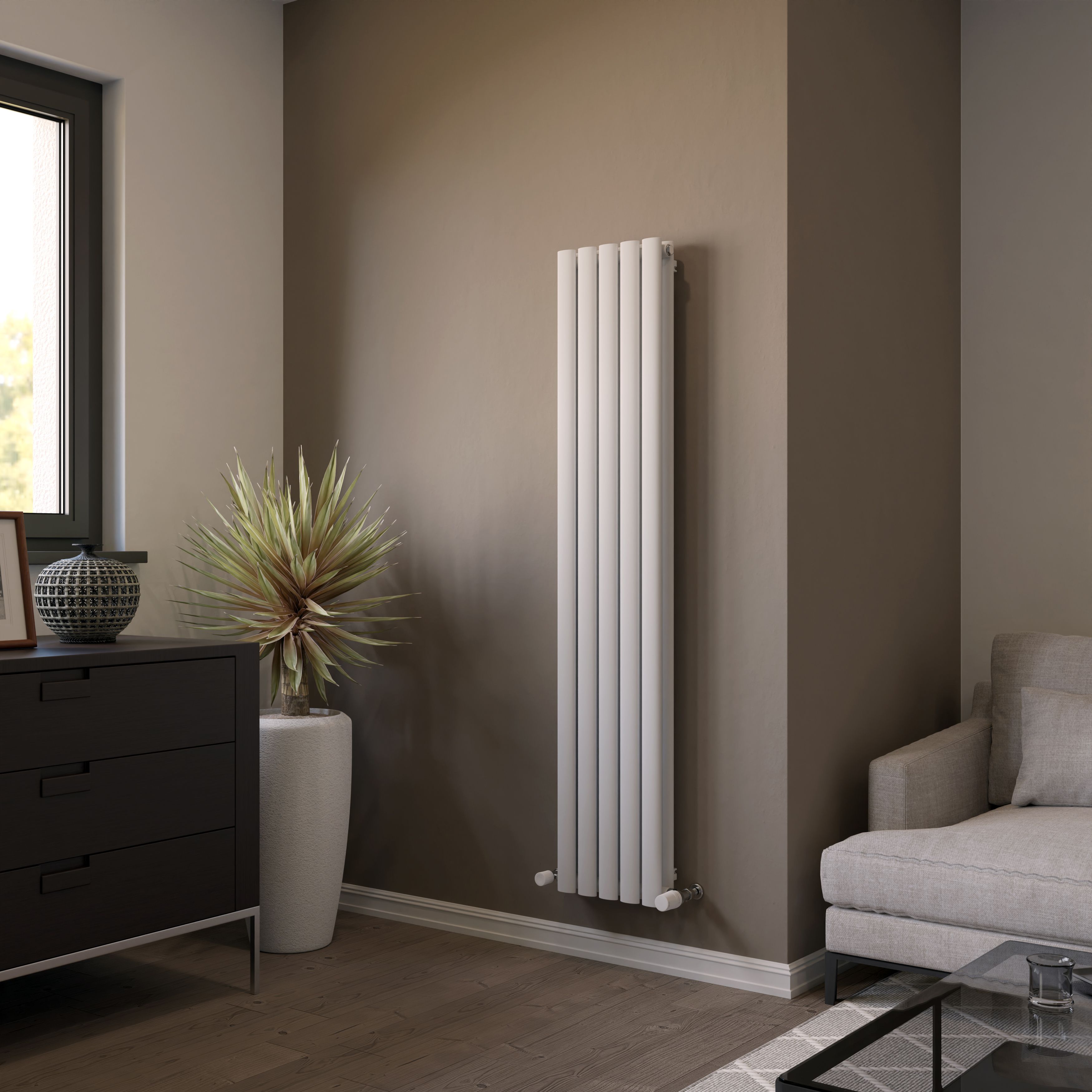 Ximax Champion Duplex Matt satin white Vertical Designer Radiator, (W)294mm x (H)1500mm