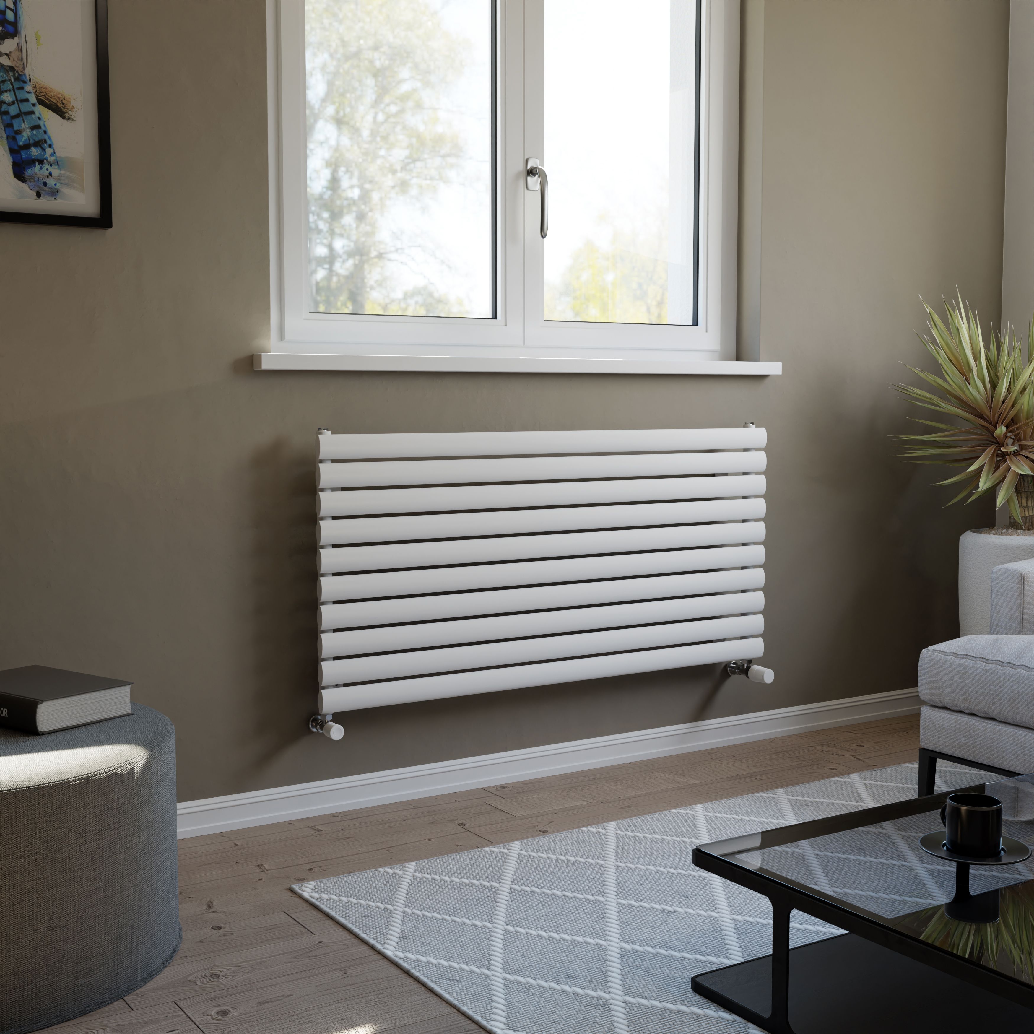 Ximax Champion Duplex Satin white Horizontal Designer Radiator, (W)1200mm x (H)584mm