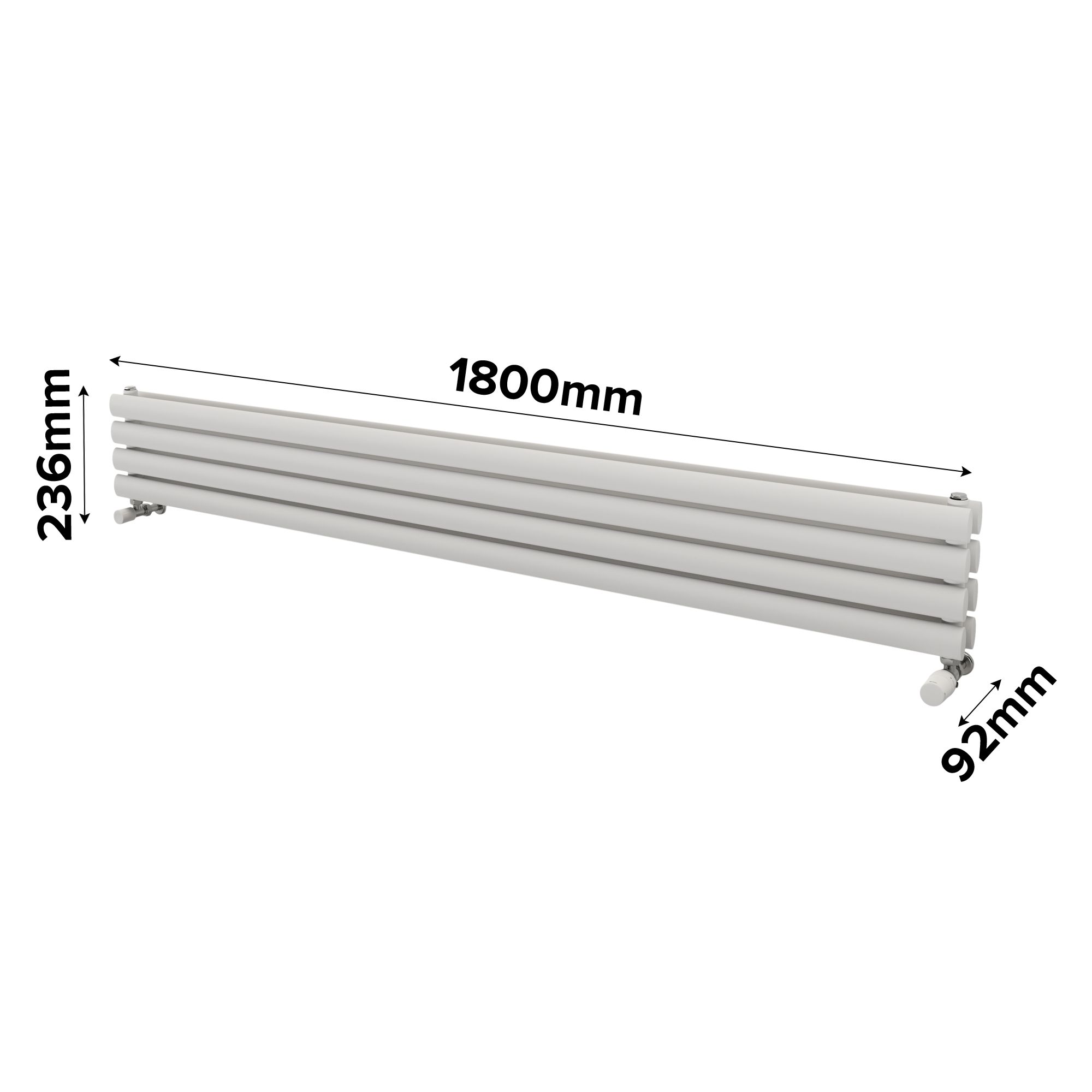 Ximax Champion Duplex Satin white Horizontal Designer Radiator, (W)1800mm x (H)236mm