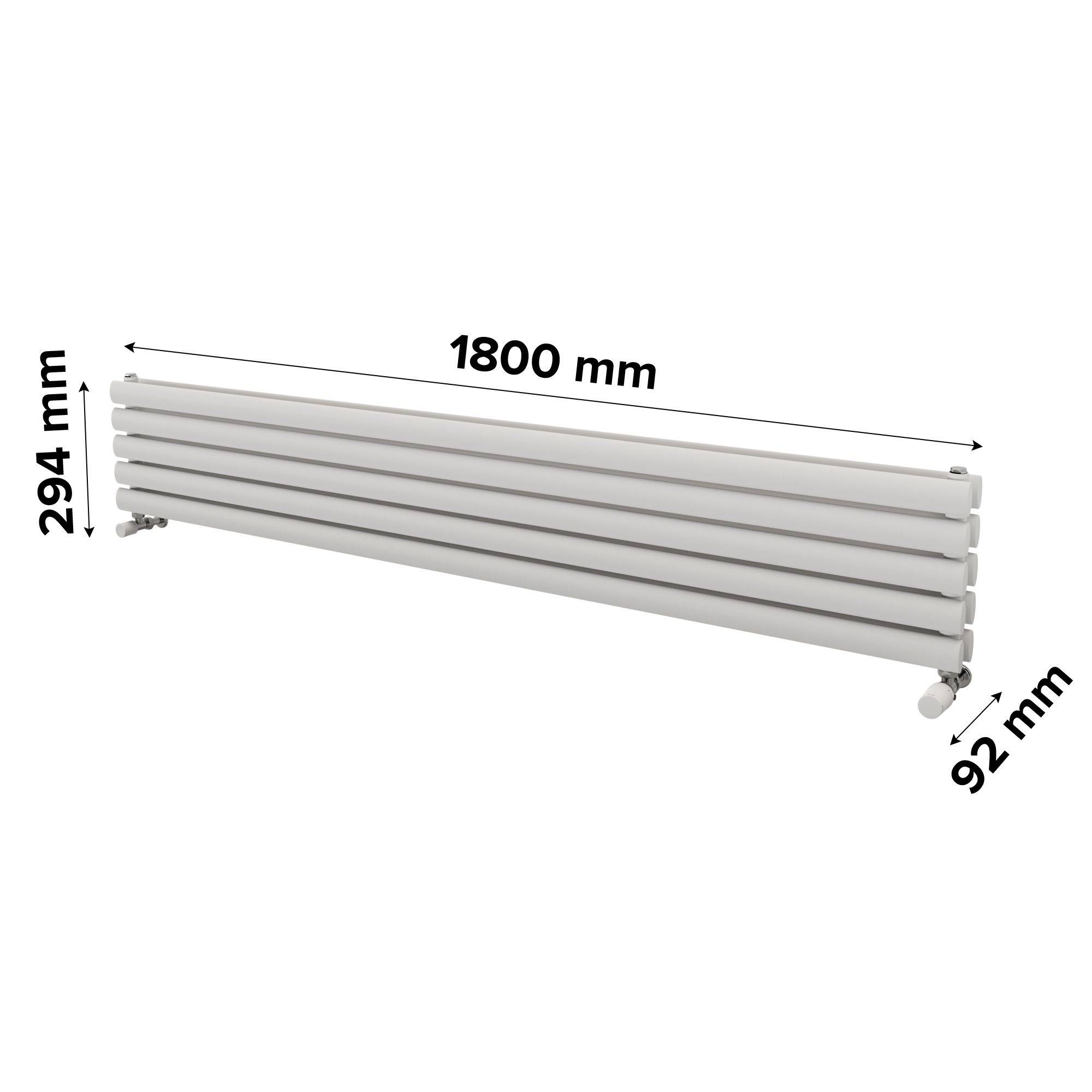Ximax Champion Duplex Satin white Horizontal Designer Radiator, (W)1800mm x (H)294mm