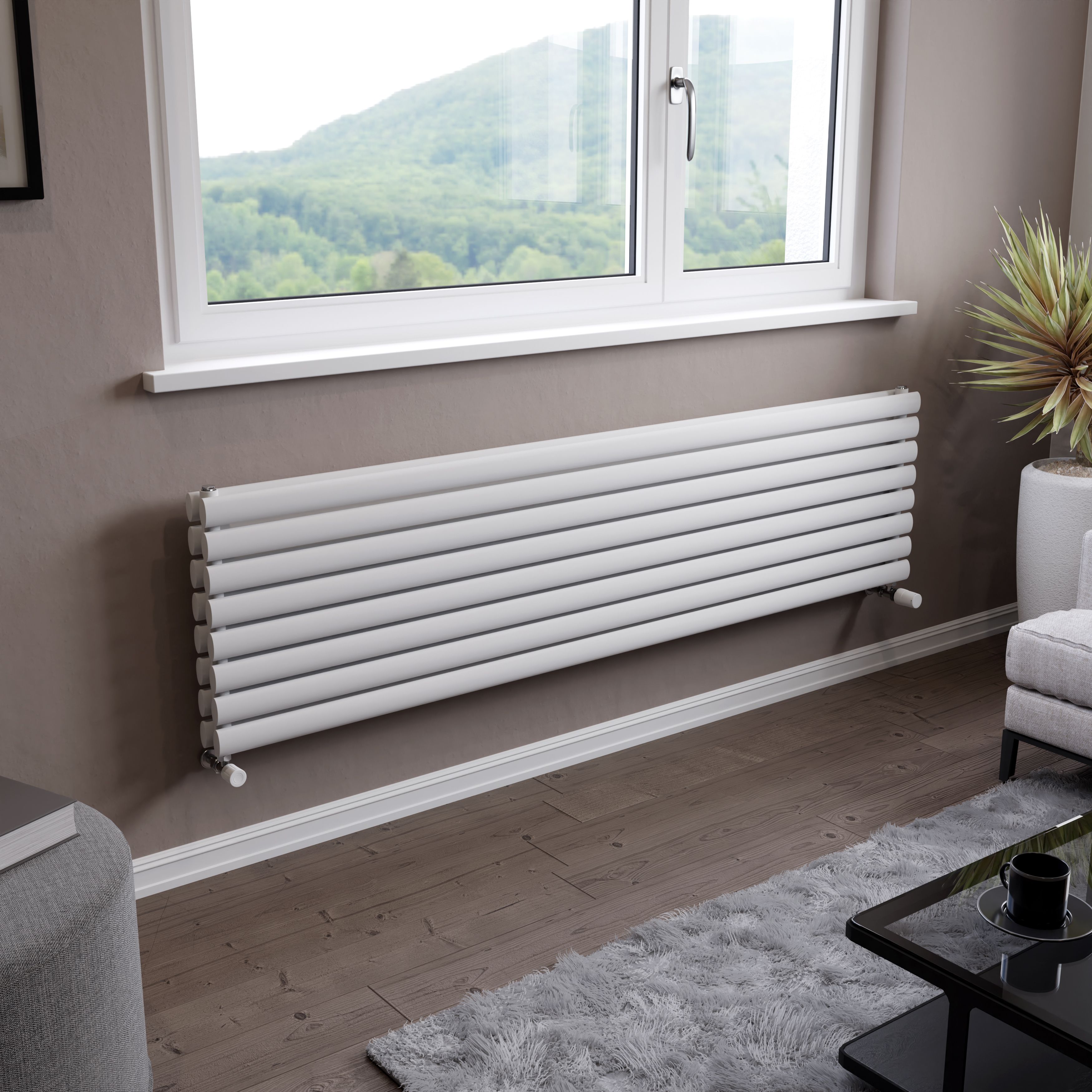 Ximax Champion Duplex Satin white Horizontal Designer Radiator, (W)1800mm x (H)468mm