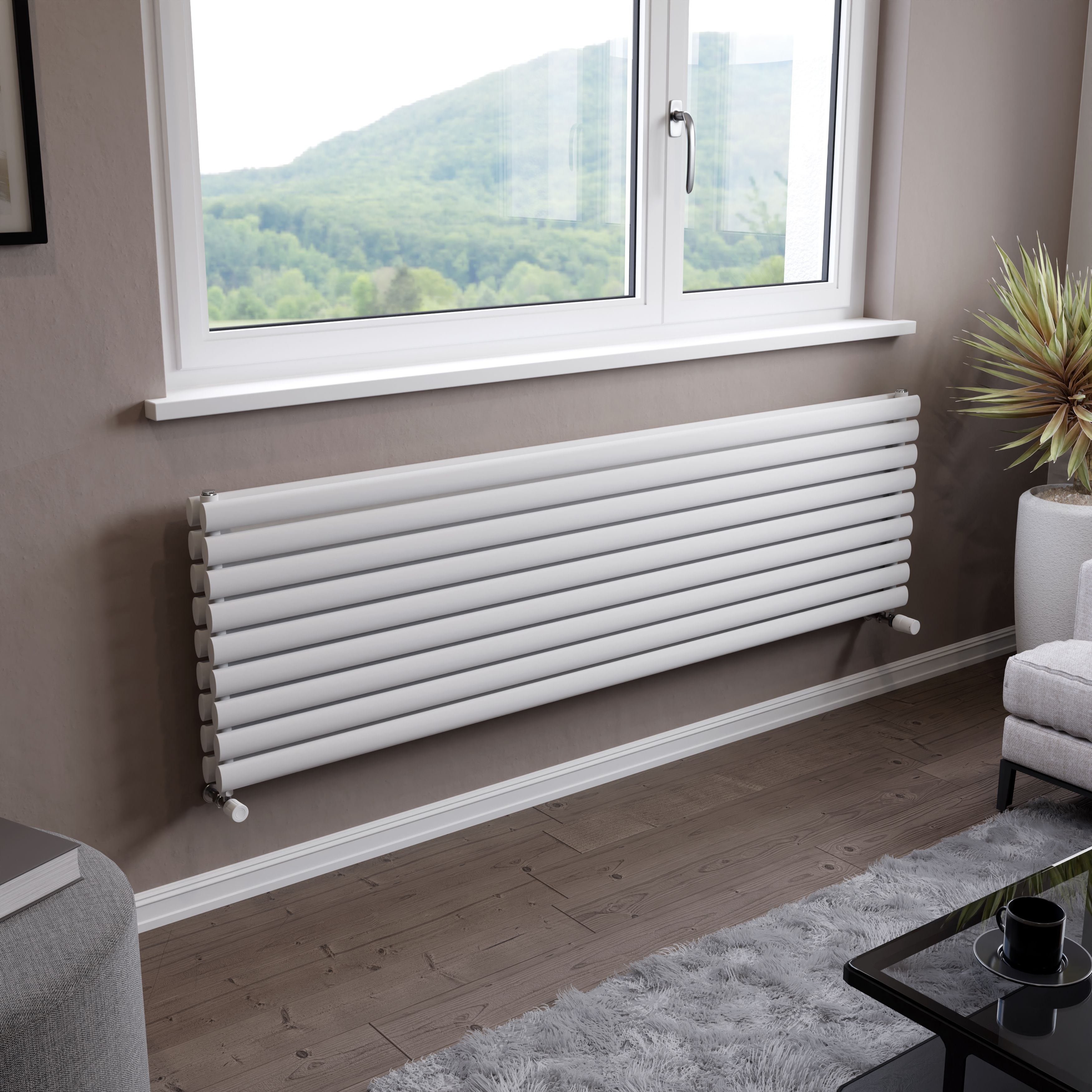 Ximax Champion Duplex Satin white Horizontal Designer Radiator, (W)1800mm x (H)526mm