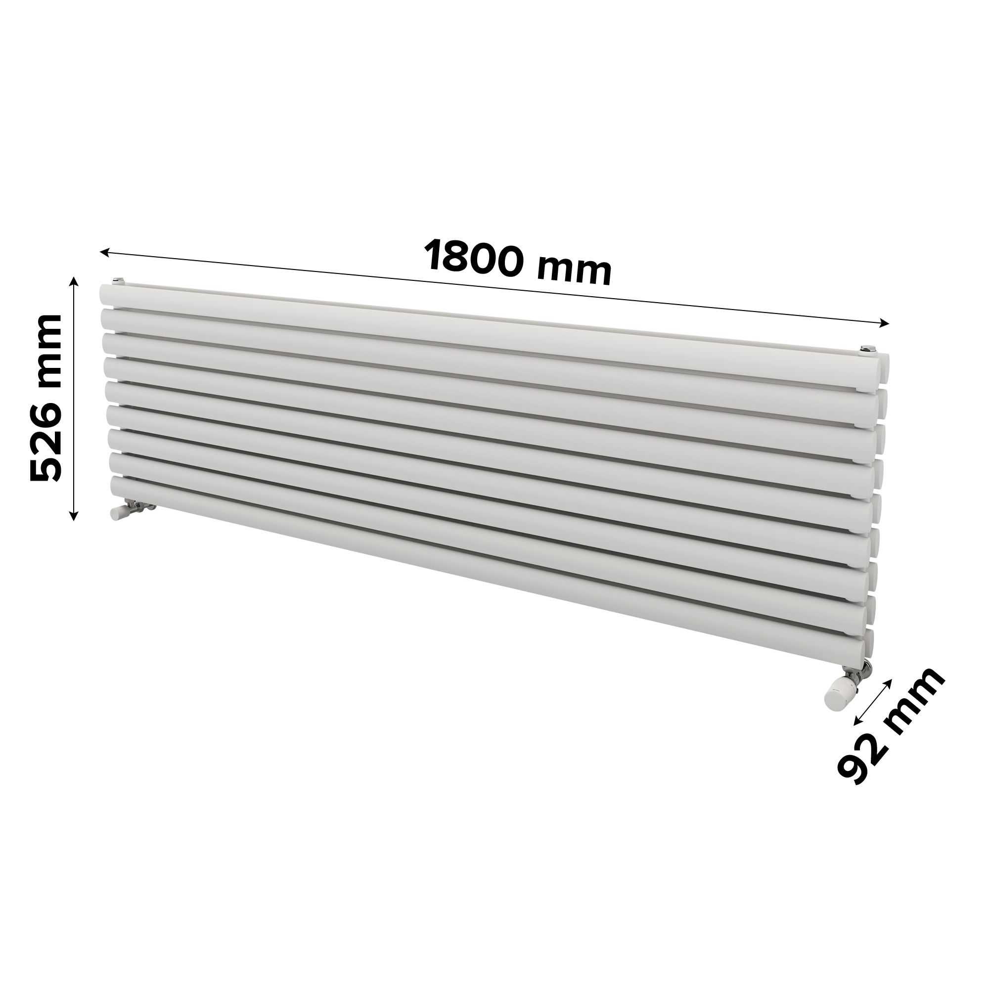 Ximax Champion Duplex Satin white Horizontal Designer Radiator, (W)1800mm x (H)526mm