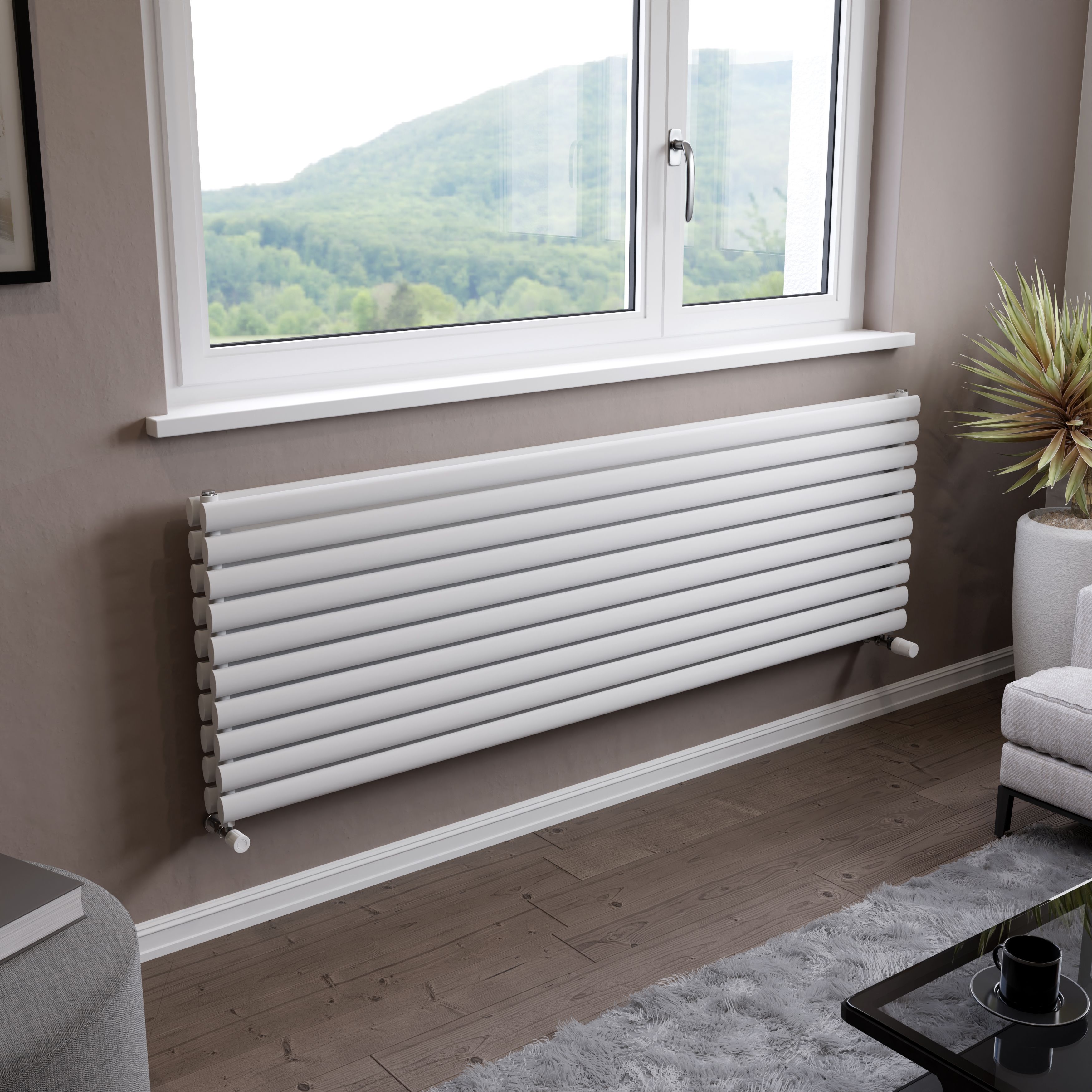 Ximax Champion Duplex Satin white Horizontal Designer Radiator, (W)1800mm x (H)584mm