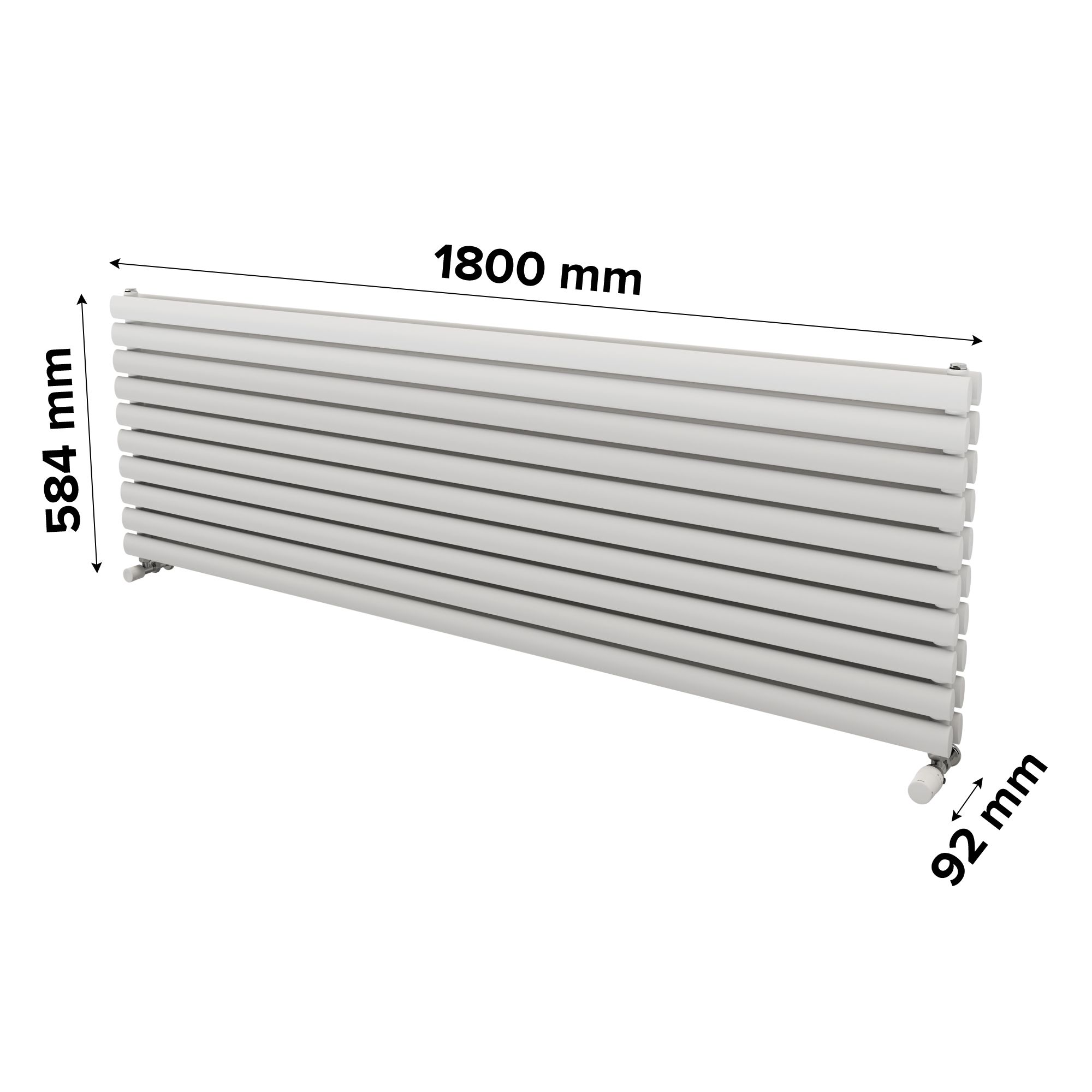 Ximax Champion Duplex Satin white Horizontal Designer Radiator, (W)1800mm x (H)584mm