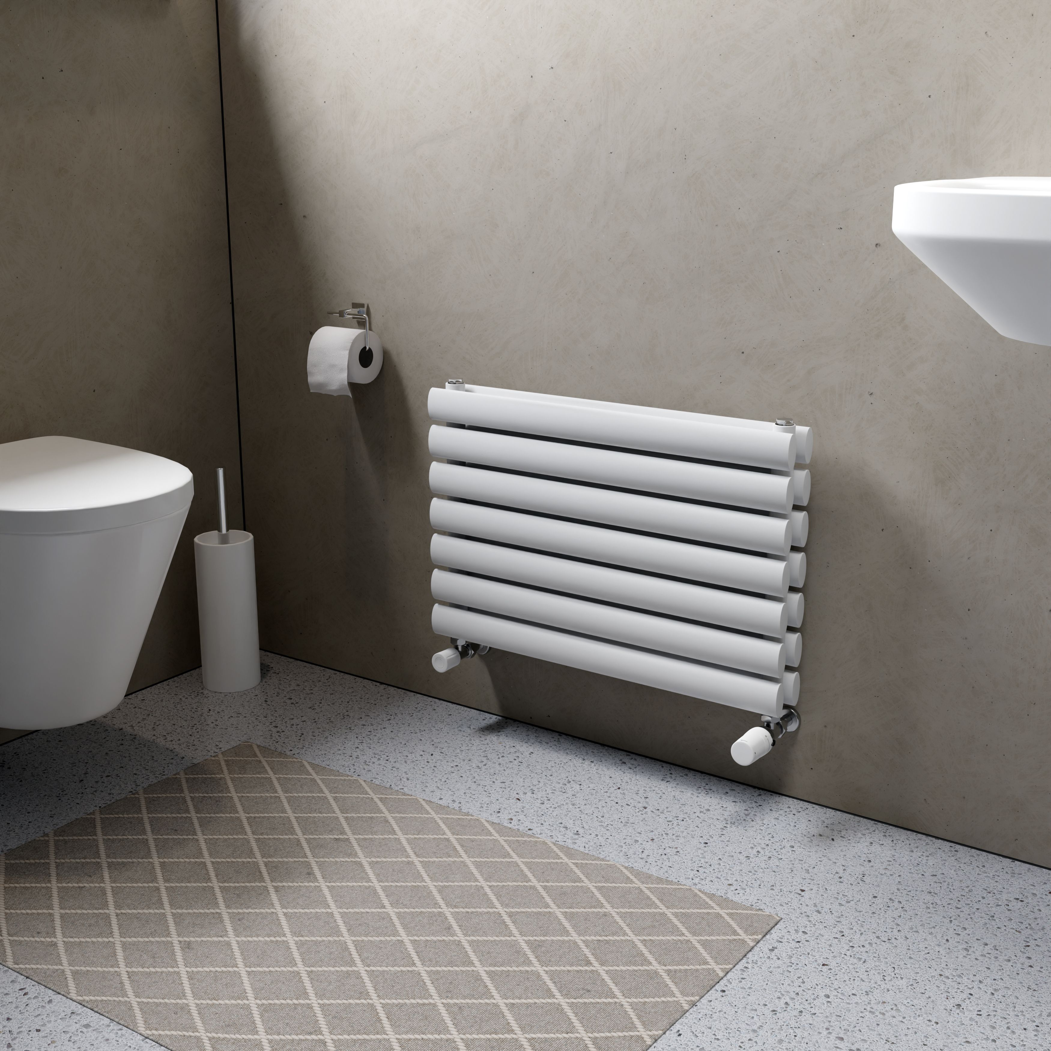 Ximax Champion Duplex Satin white Horizontal Designer Radiator, (W)600mm x (H)410mm