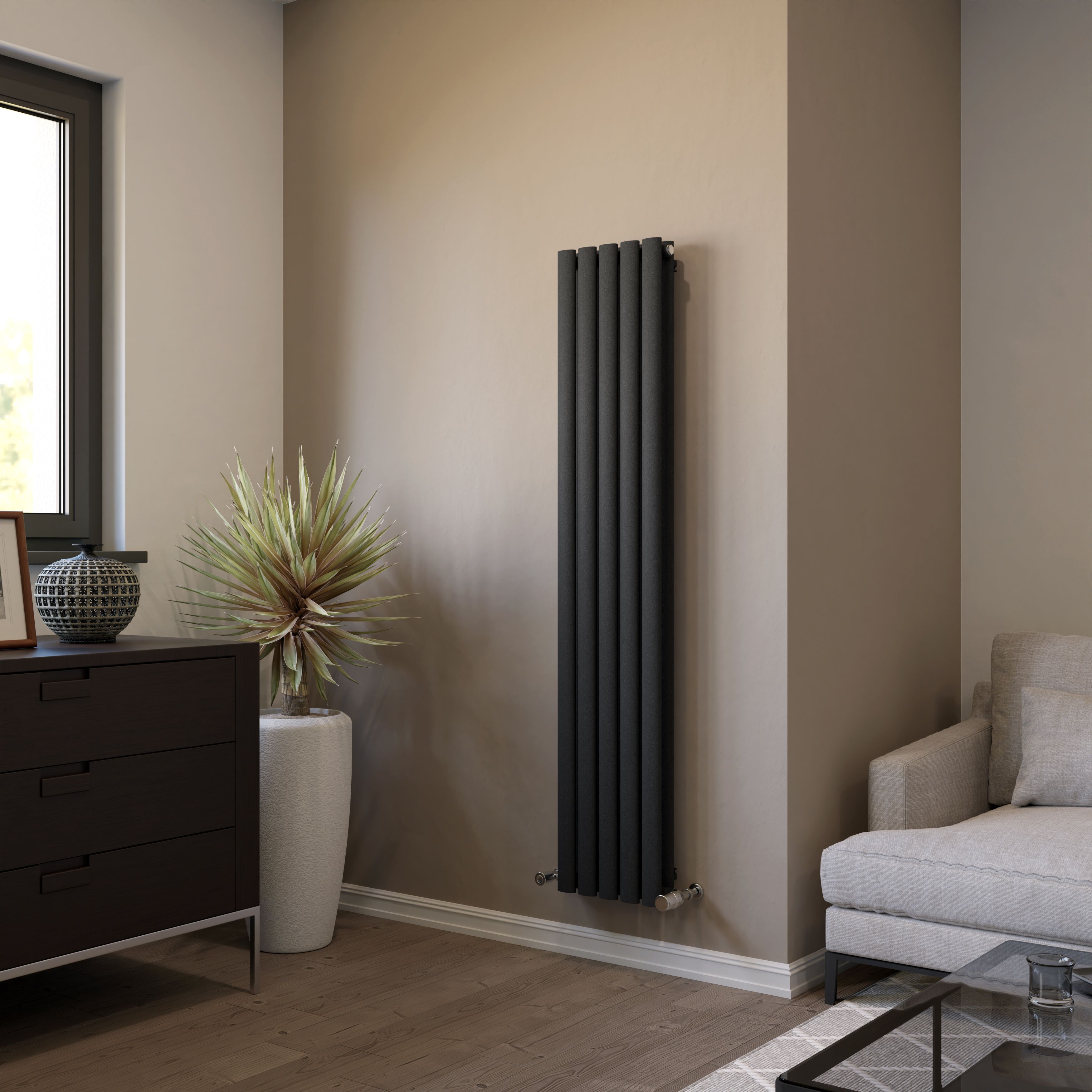 Ximax Champion Duplex Satin white Vertical Designer Radiator, (W)294mm x (H)1500mm