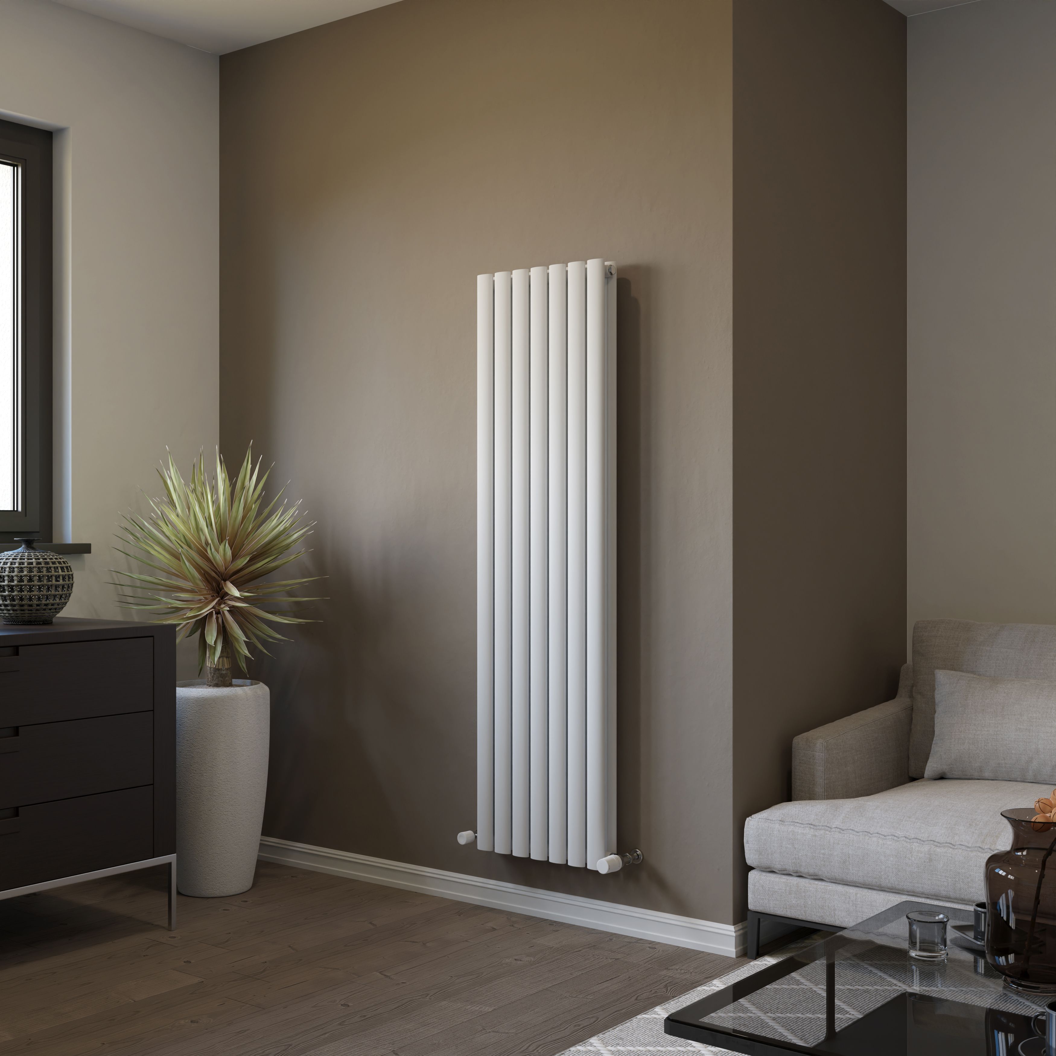 Ximax Champion Duplex Satin white Vertical Designer Radiator, (W)410mm x (H)1500mm