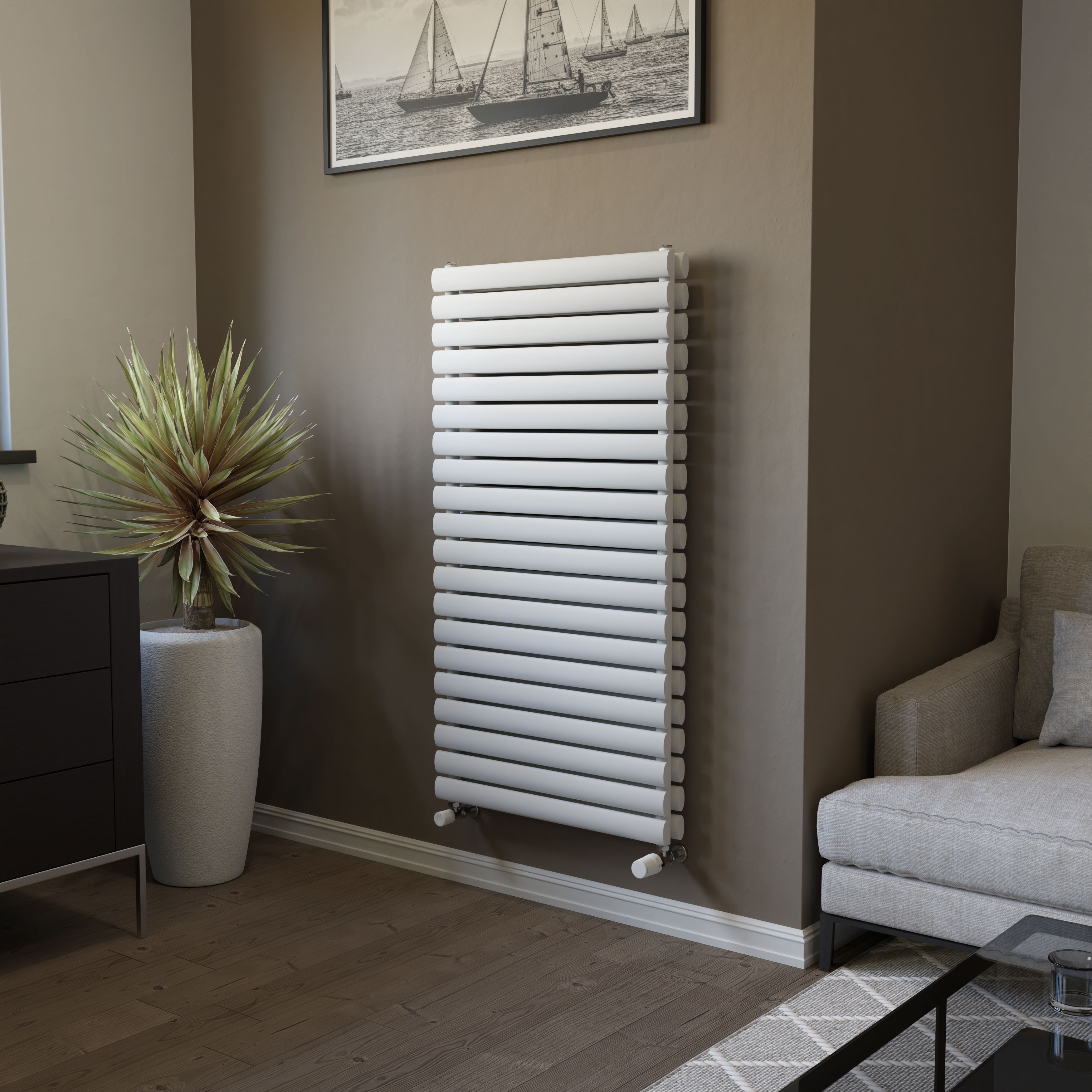 Ximax Champion Duplex Satin white Vertical Designer Radiator, (W)600mm x (H)1164mm