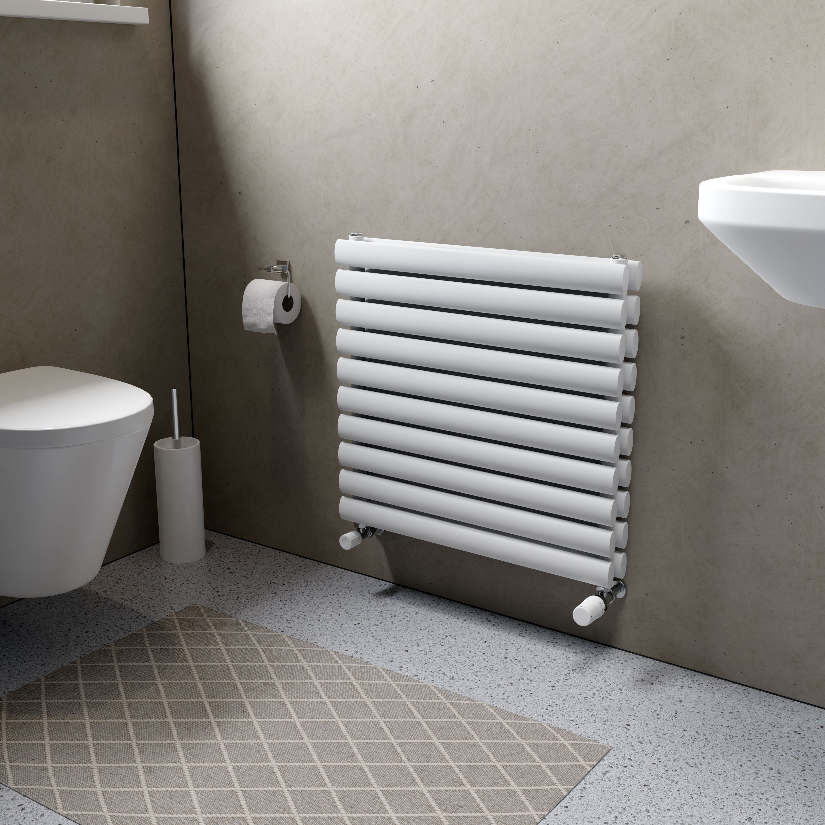 Ximax Champion Duplex Satin white Vertical Designer Radiator, (W)600mm x (H)584mm