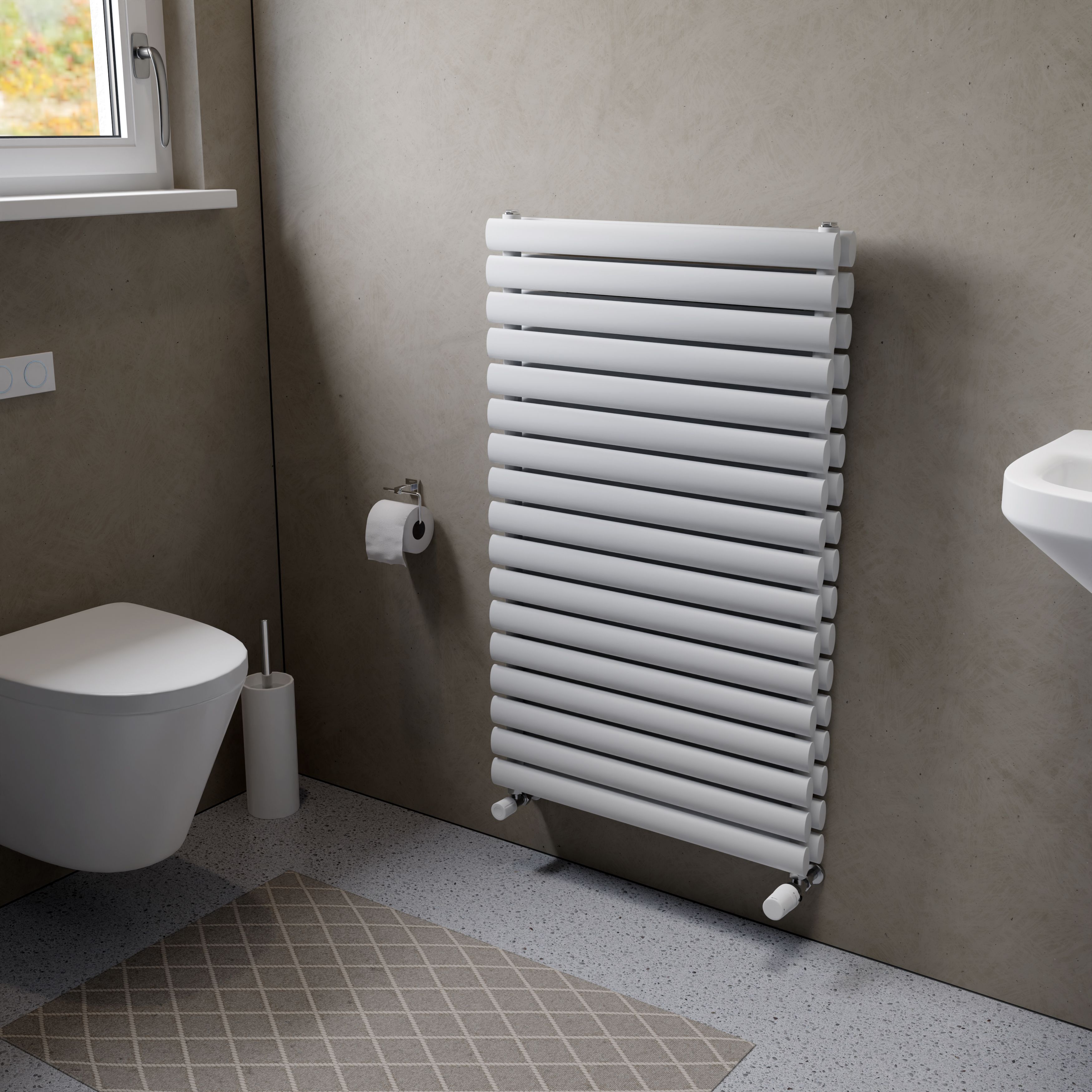 Ximax Champion Duplex Satin white Vertical Designer Radiator, (W)600mm x (H)990mm