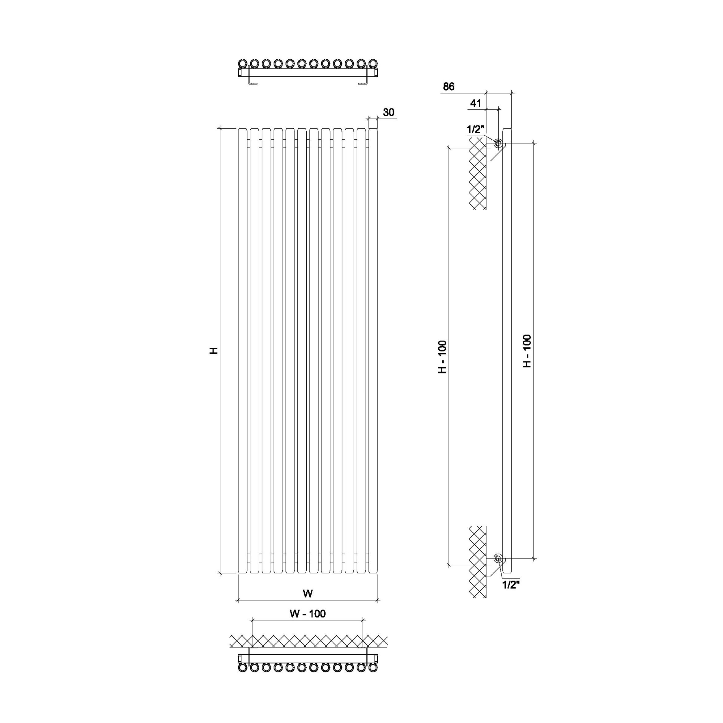 Ximax Champion Horizontal Satin white Vertical Designer Radiator, (W)470mm x (H)1800mm