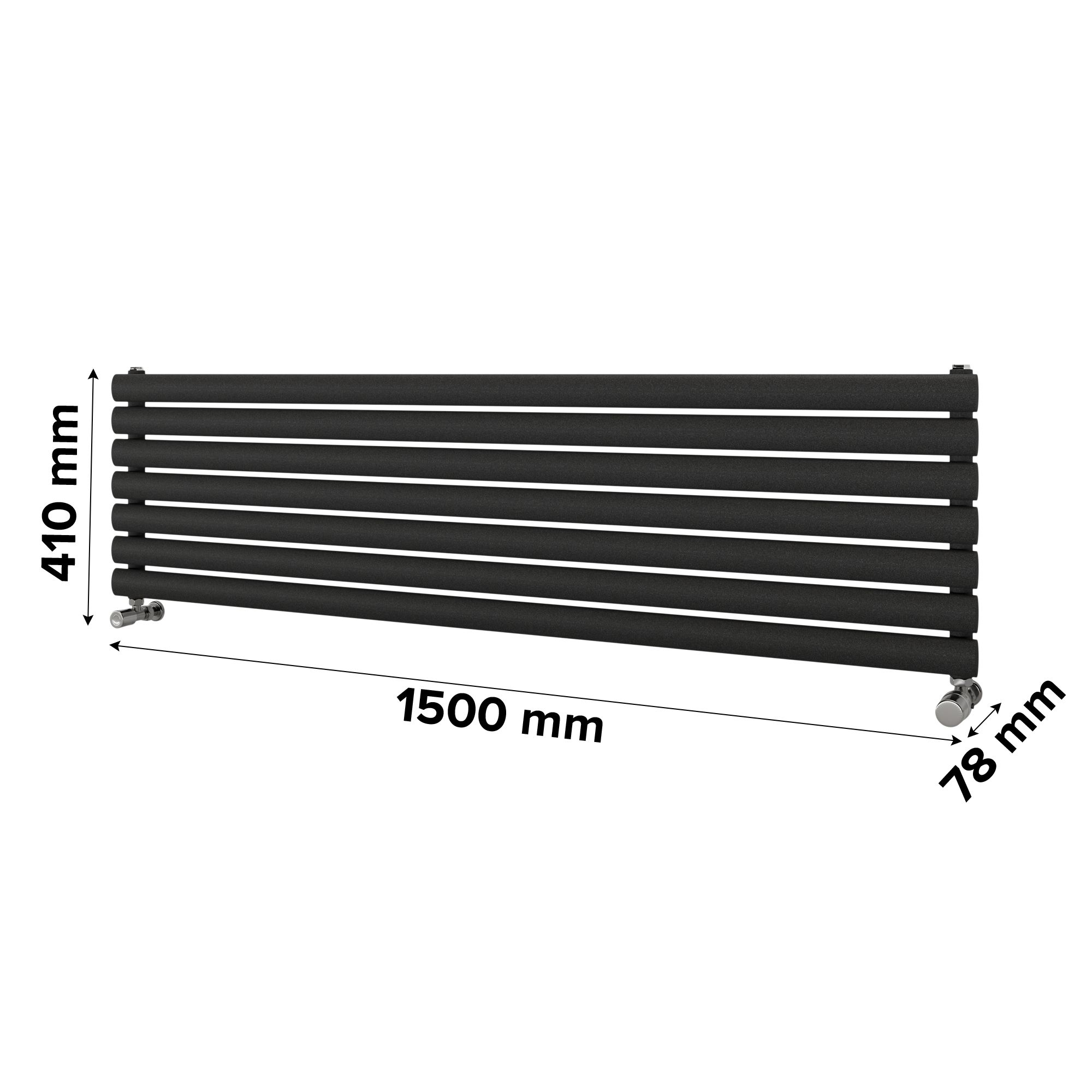Ximax Champion Matt anthracite Horizontal Designer Radiator, (W)1500mm x (H)410mm