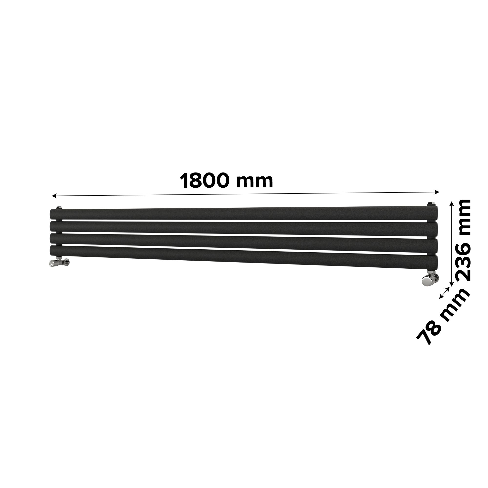 Ximax Champion Matt anthracite Horizontal Designer Radiator, (W)1800mm x (H)236mm