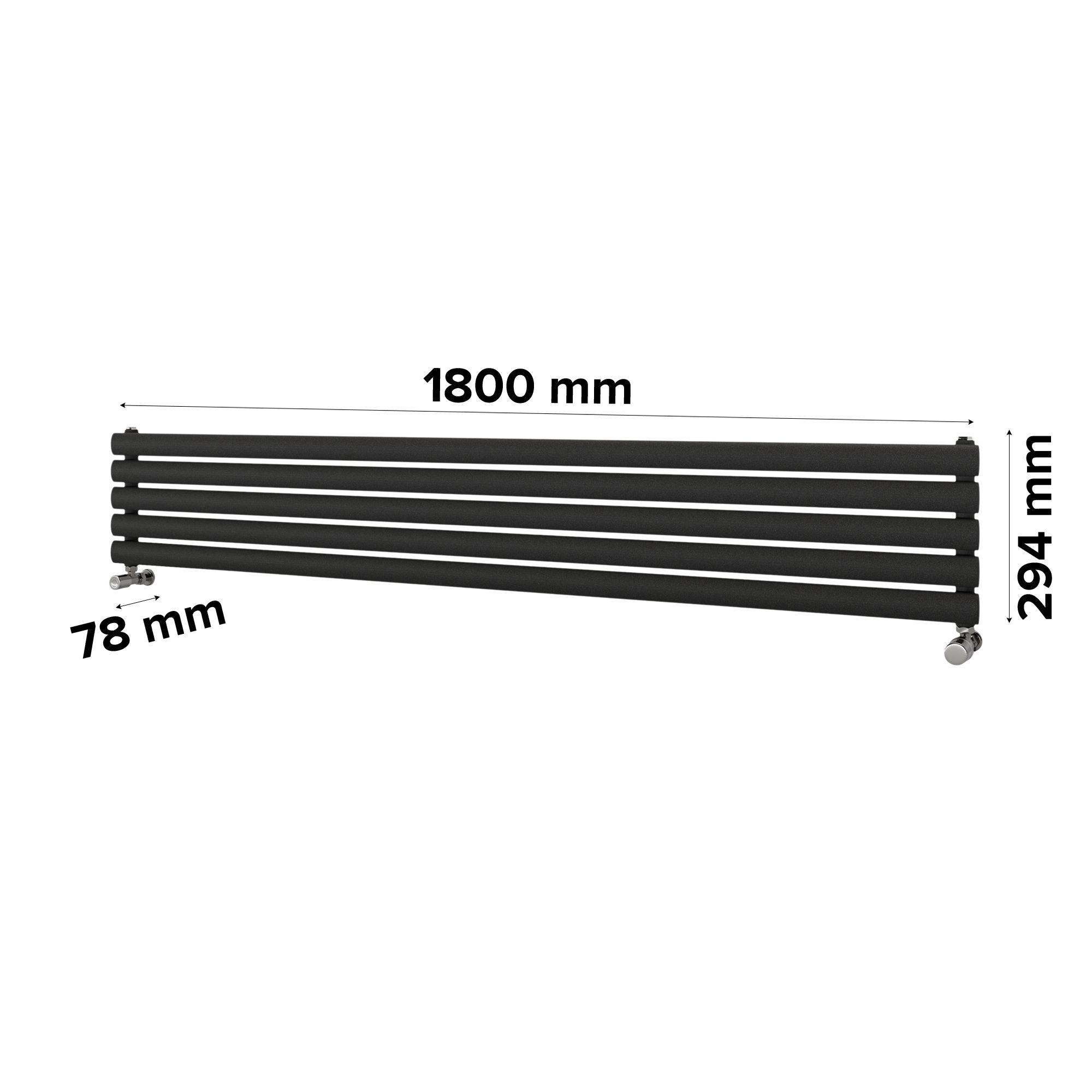Ximax Champion Matt anthracite Horizontal Designer Radiator, (W)1800mm x (H)294mm
