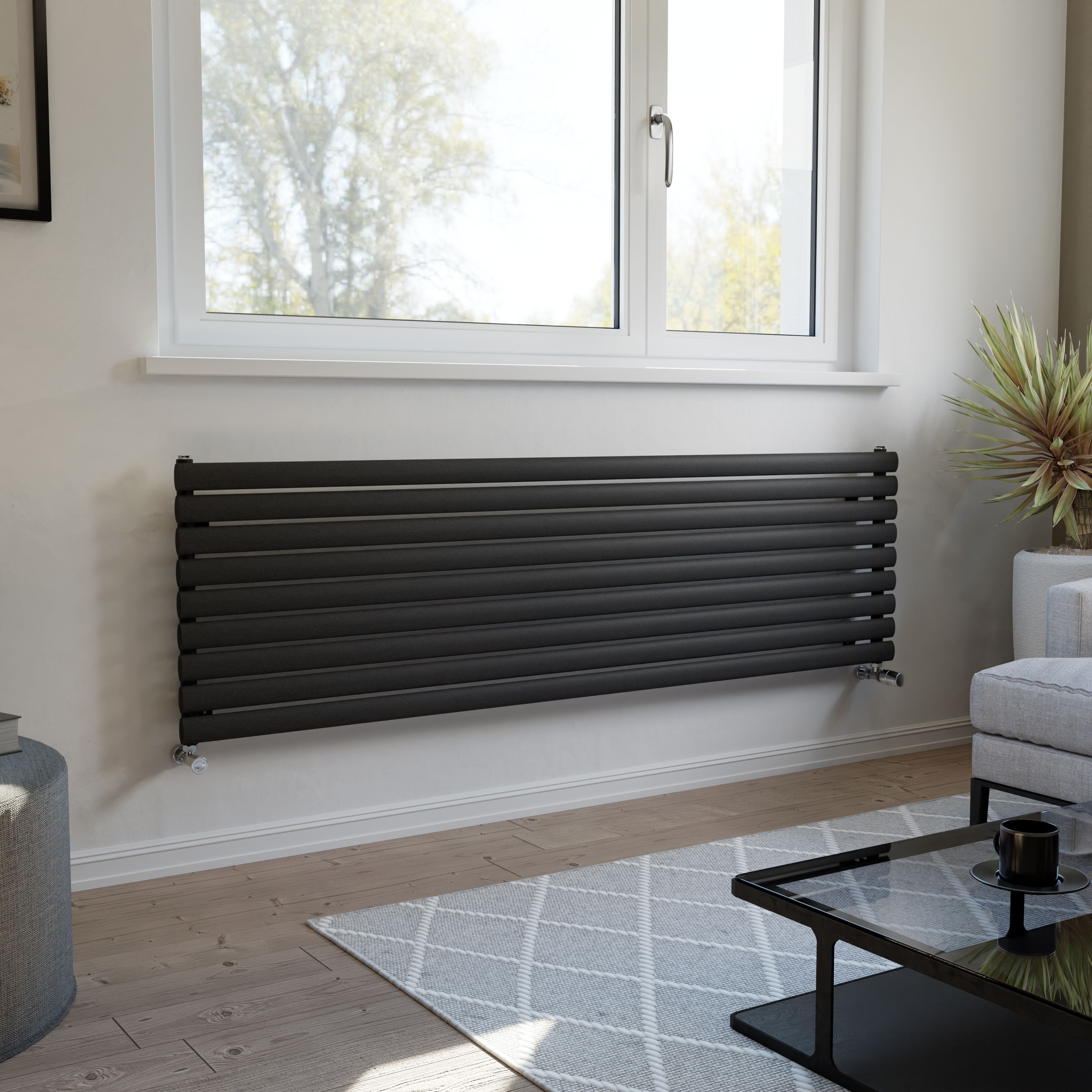 Ximax Champion Matt anthracite Horizontal Designer Radiator, (W)1800mm x (H)526mm