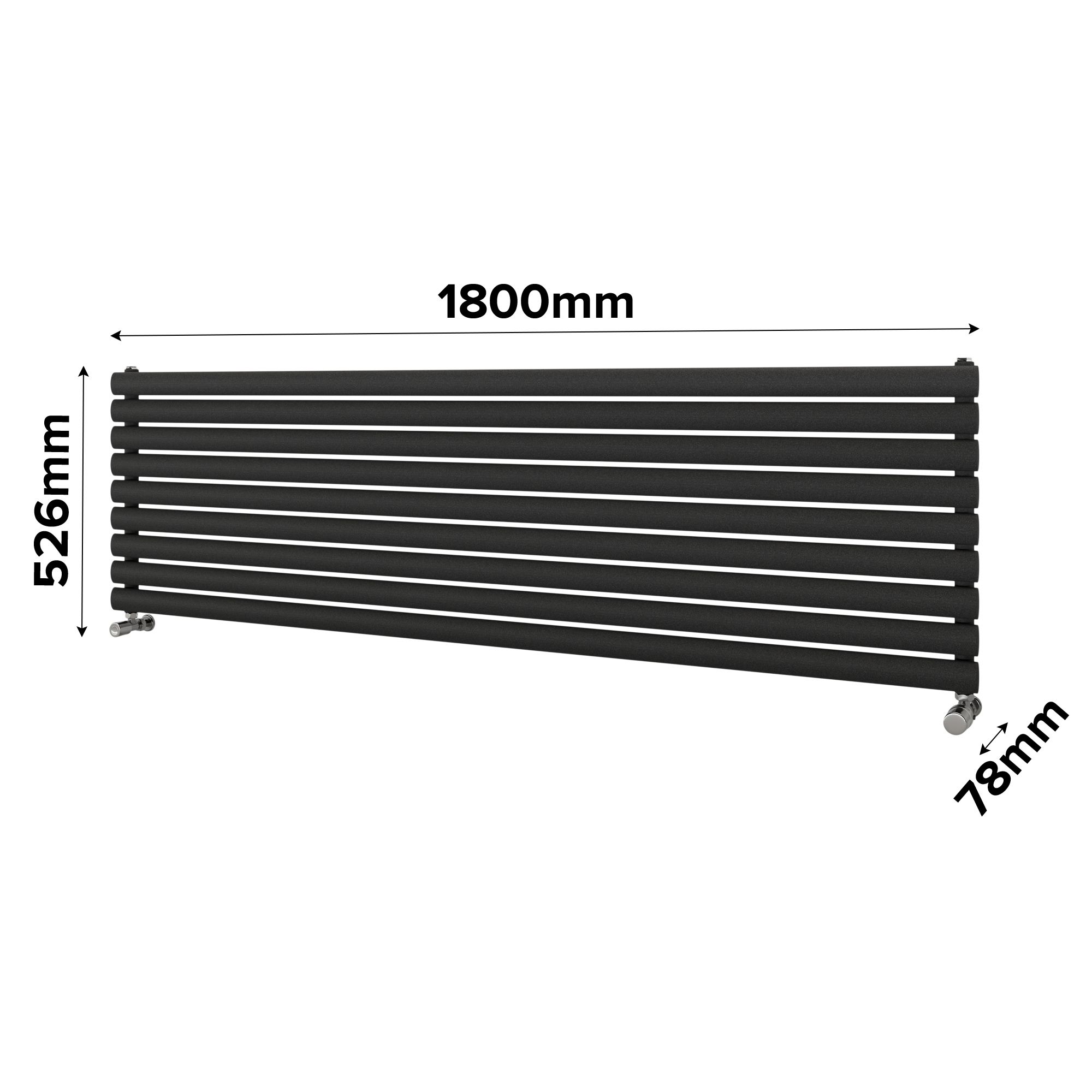 Ximax Champion Matt anthracite Horizontal Designer Radiator, (W)1800mm x (H)526mm