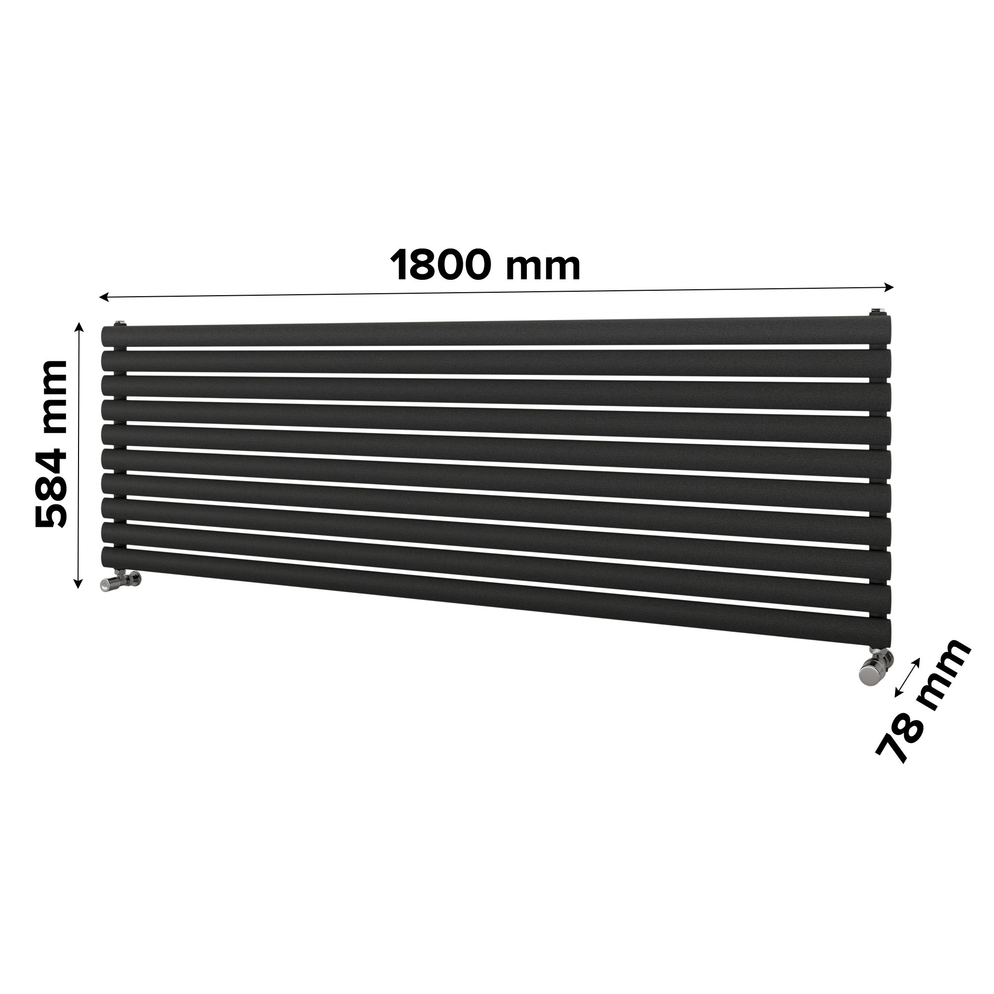 Ximax Champion Matt anthracite Horizontal Designer Radiator, (W)1800mm x (H)584mm