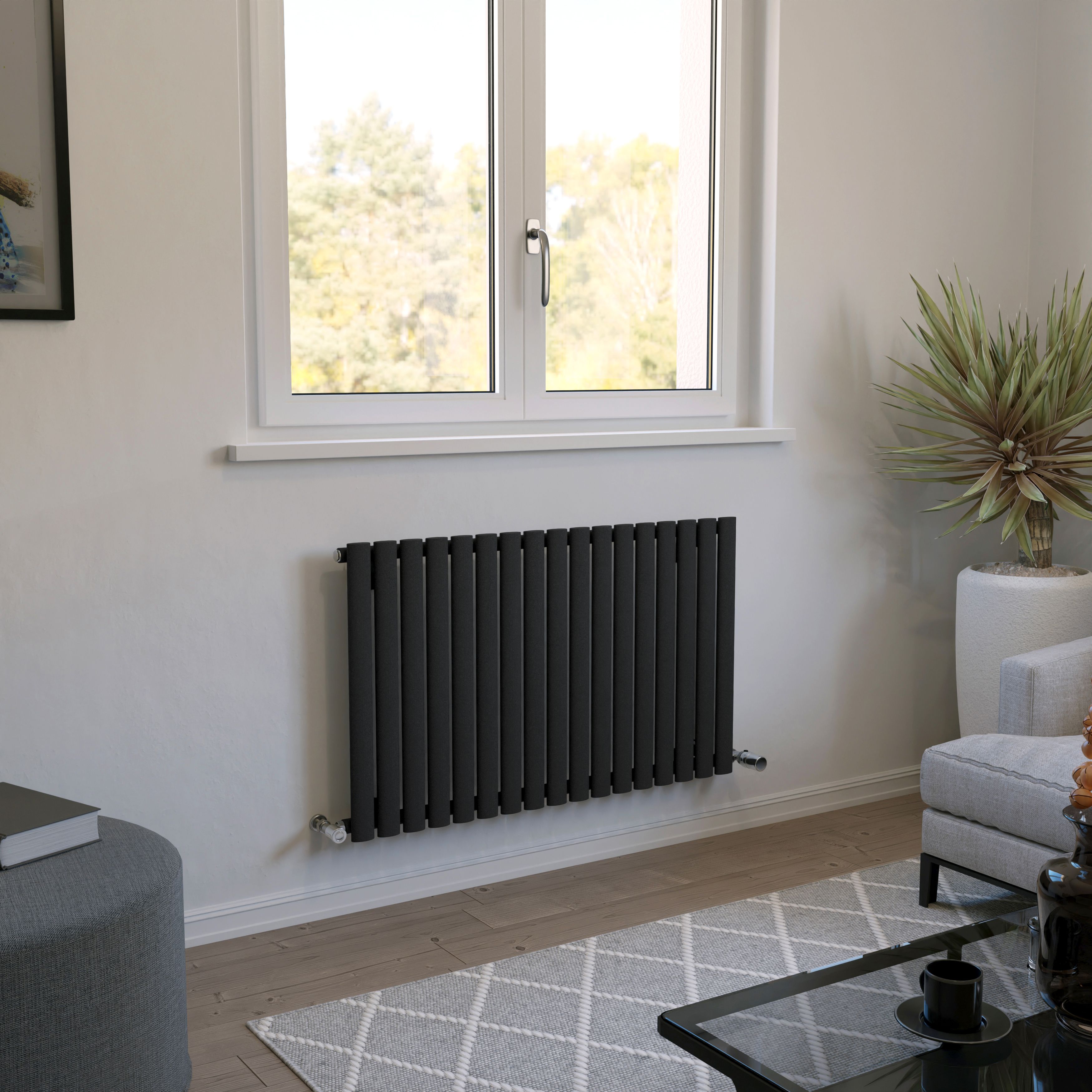 Ximax Champion Matt anthracite Horizontal Designer Radiator, (W)990mm x (H)600mm