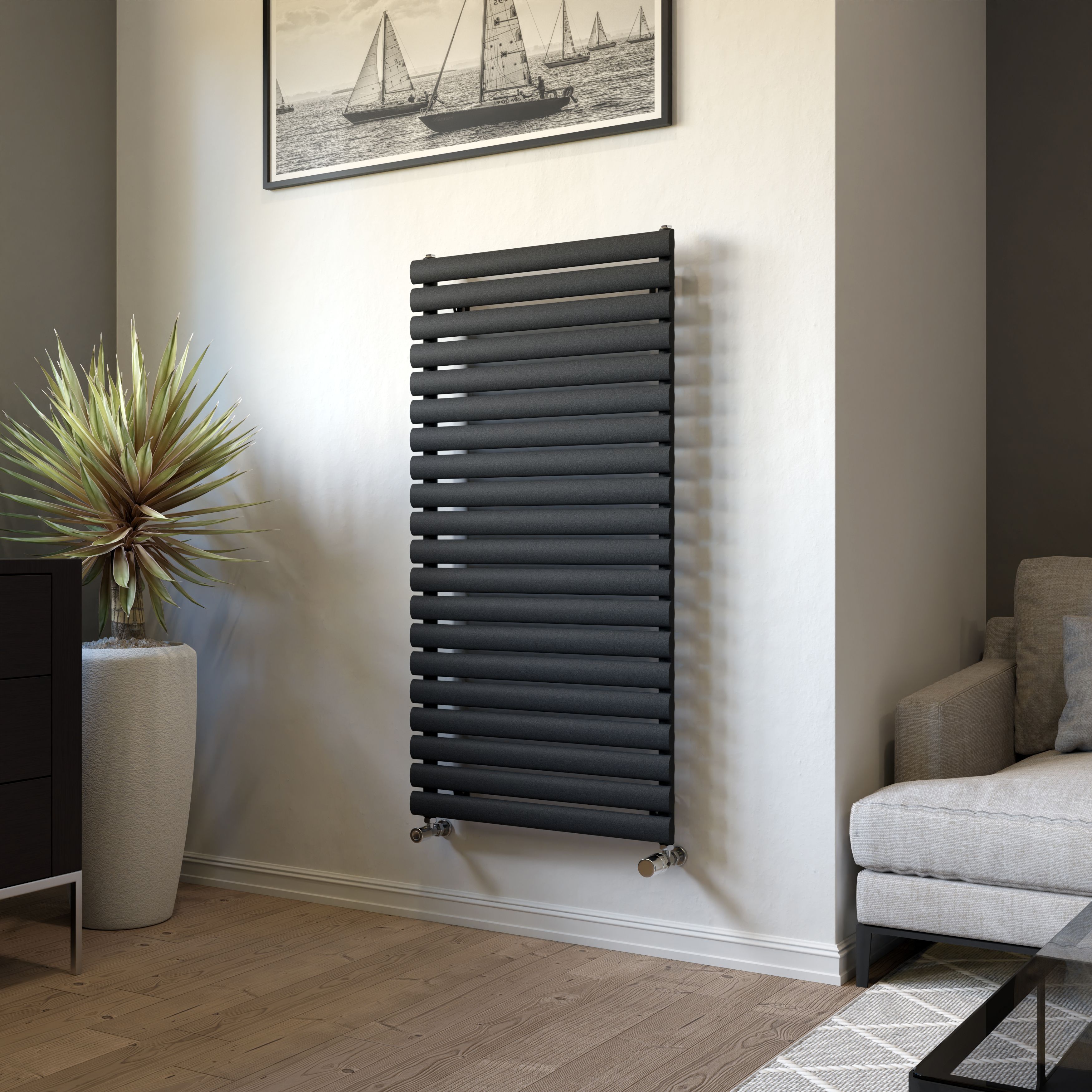 Ximax Champion Matt anthracite Vertical Designer Radiator, (W)600mm x (H)1164mm