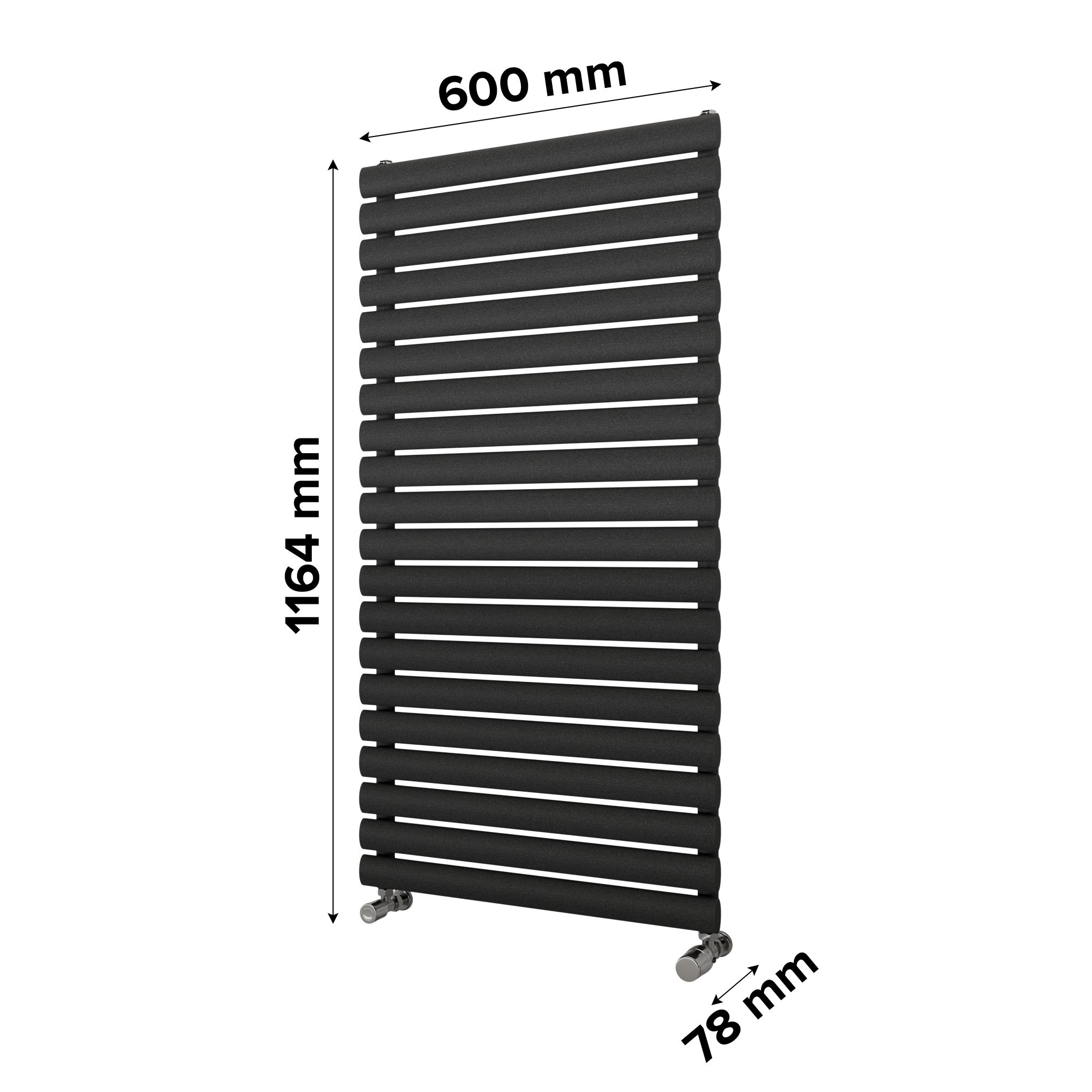 Ximax Champion Matt anthracite Vertical Designer Radiator, (W)600mm x (H)1164mm