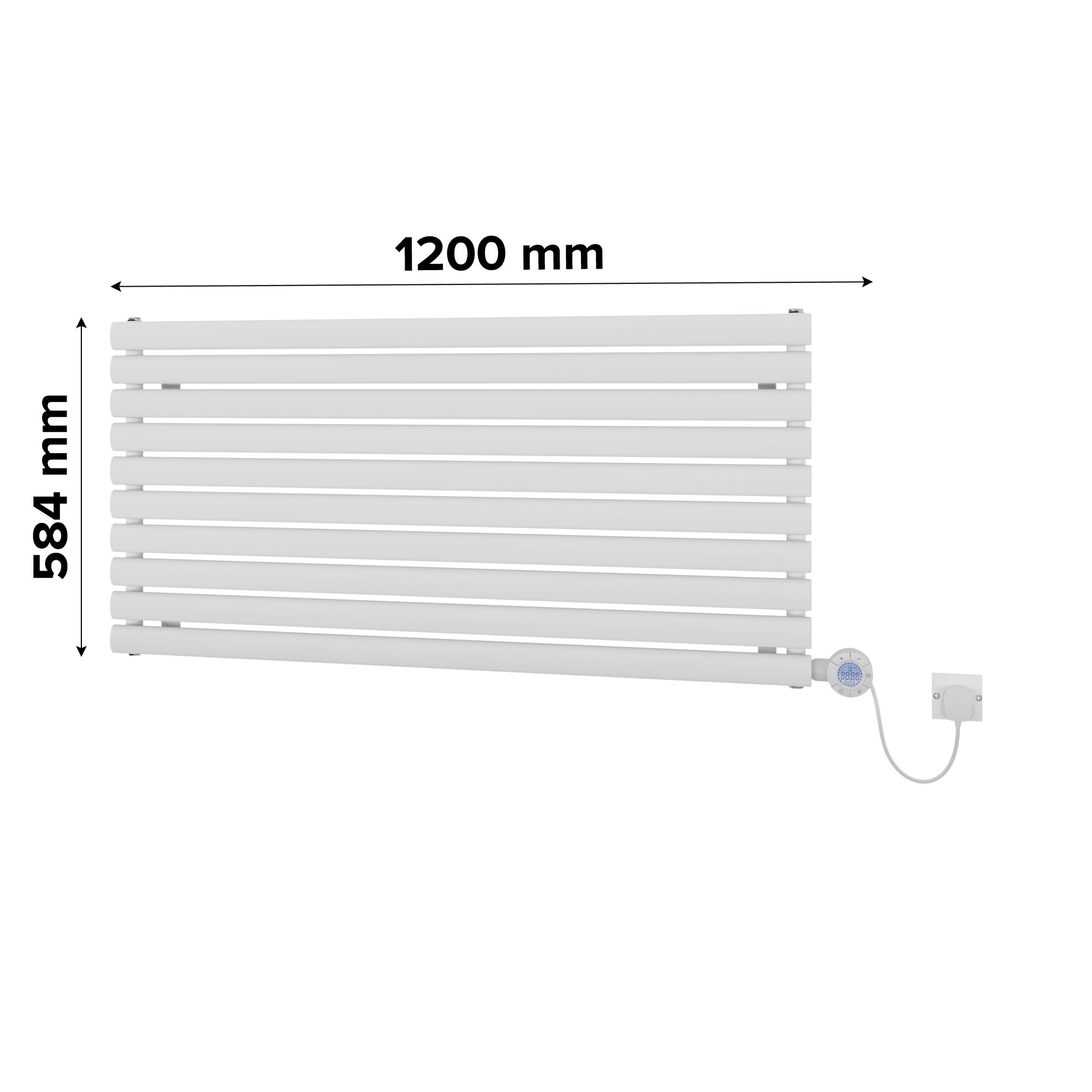 Ximax Champion Satin white Horizontal Designer Radiator, (W)1200mm x (H)584mm
