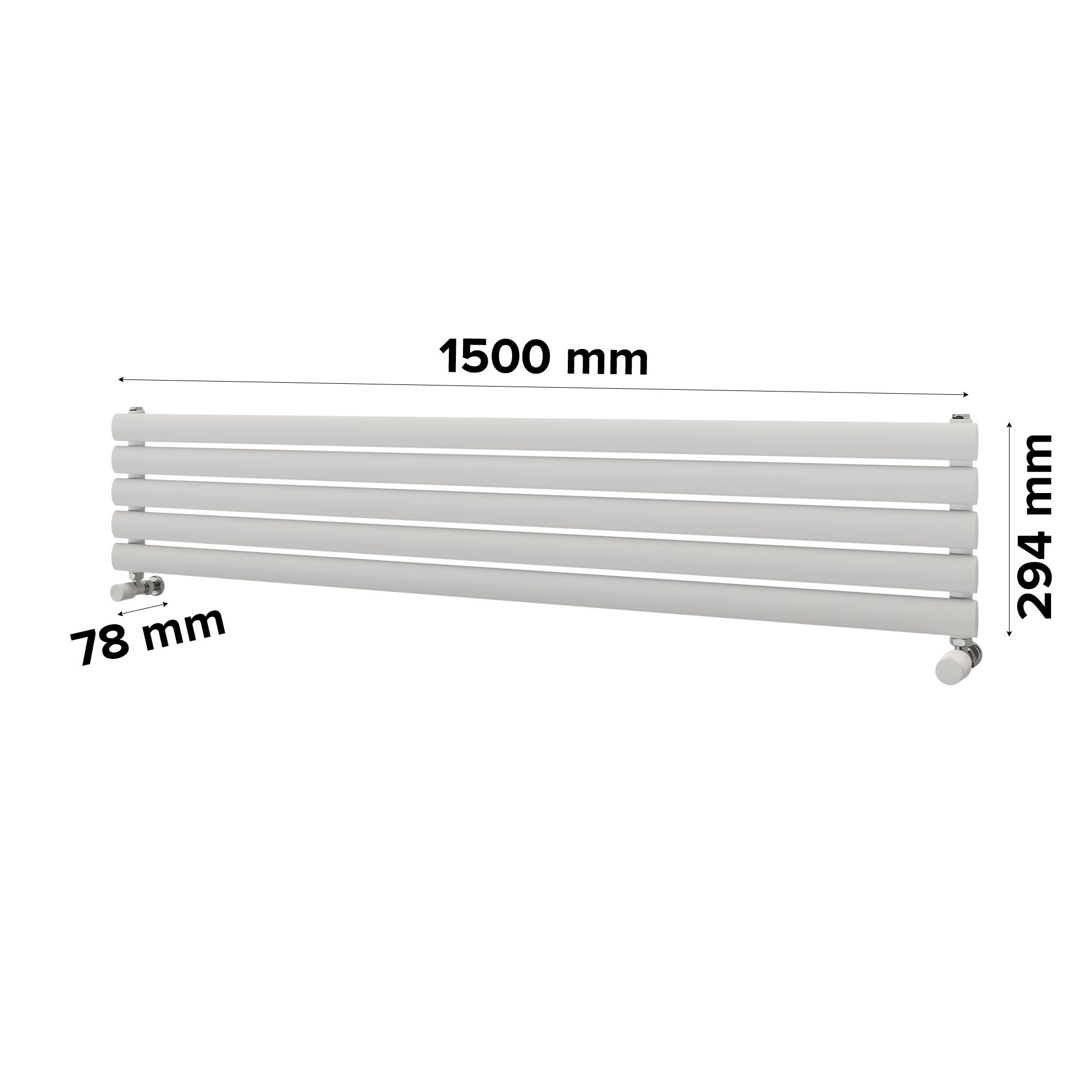 Ximax Champion Satin white Horizontal Designer Radiator, (W)1500mm x (H)294mm