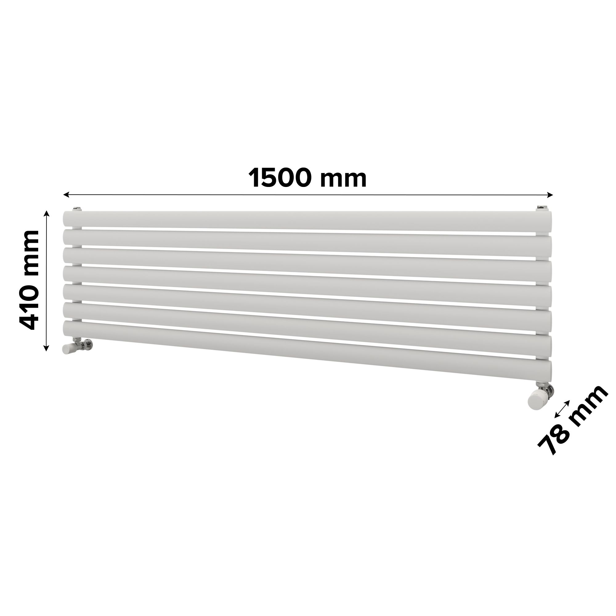 Ximax Champion Satin white Horizontal Designer Radiator, (W)1500mm x (H)410mm