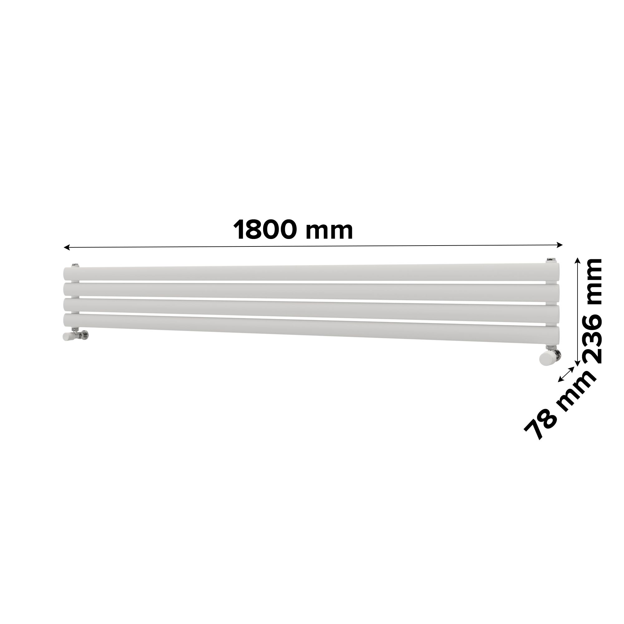 Ximax Champion Satin white Horizontal Designer Radiator, (W)1800mm x (H)236mm