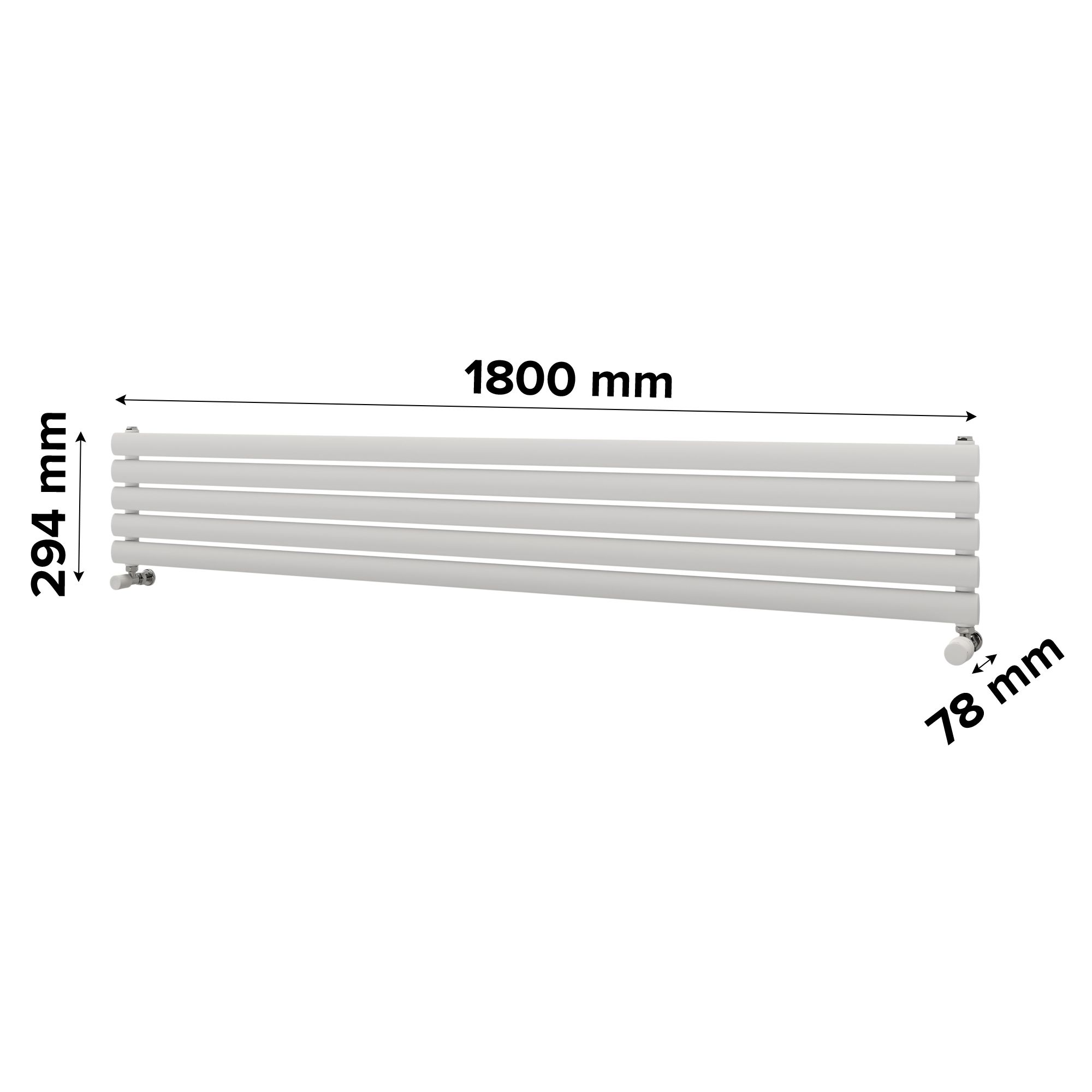 Ximax Champion Satin white Horizontal Designer Radiator, (W)1800mm x (H)294mm