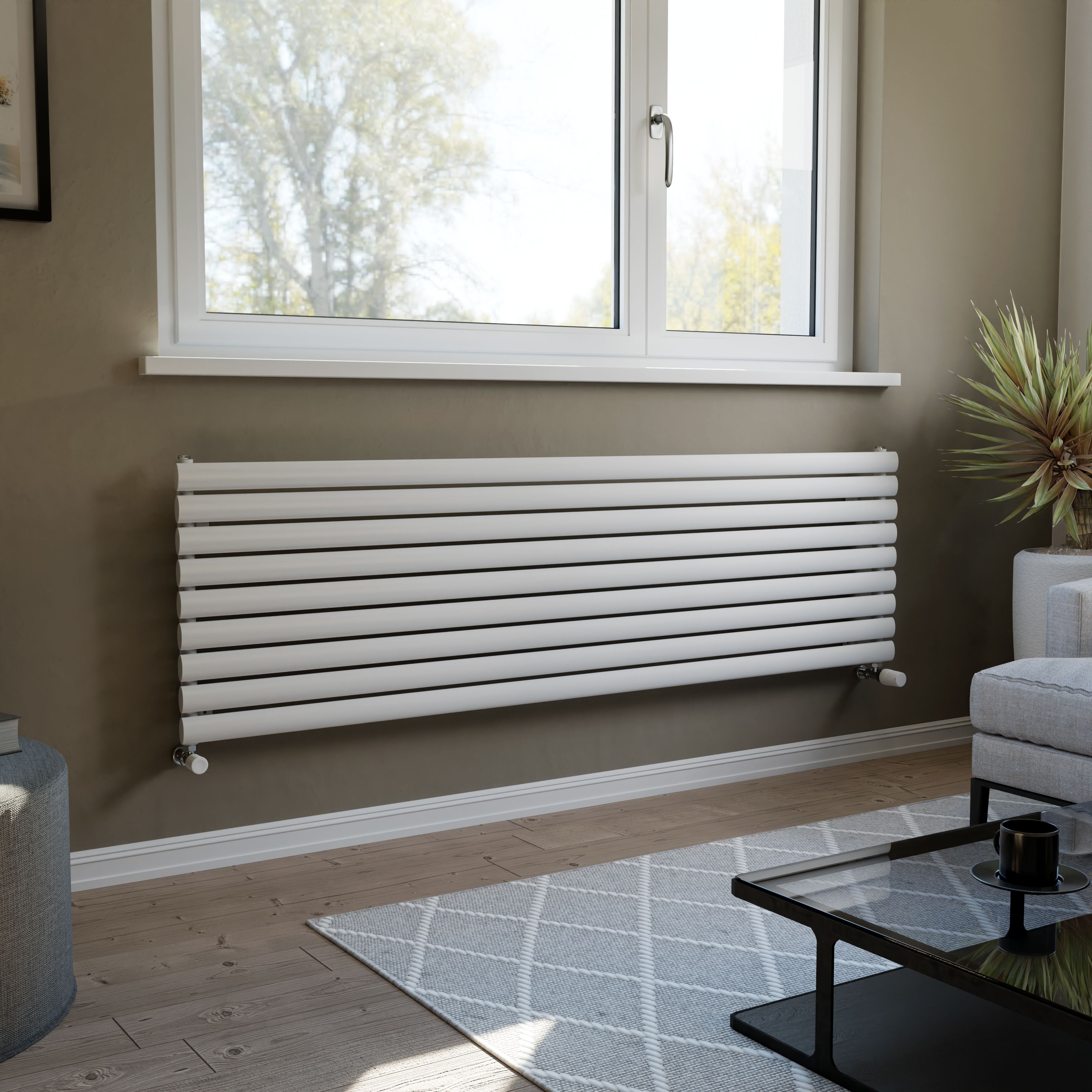 Ximax Champion Satin white Horizontal Designer Radiator, (W)1800mm x (H)526mm