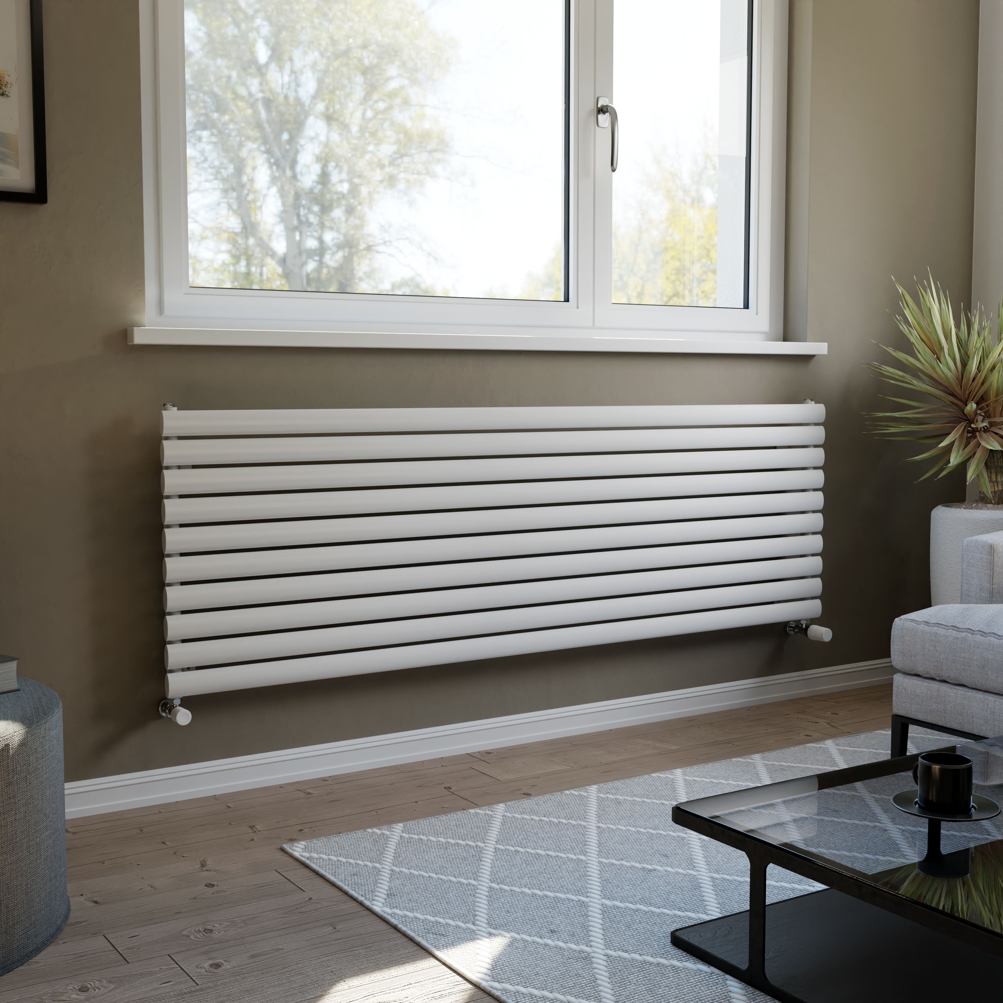 Ximax Champion Satin white Horizontal Designer Radiator, (W)1800mm x (H)584mm