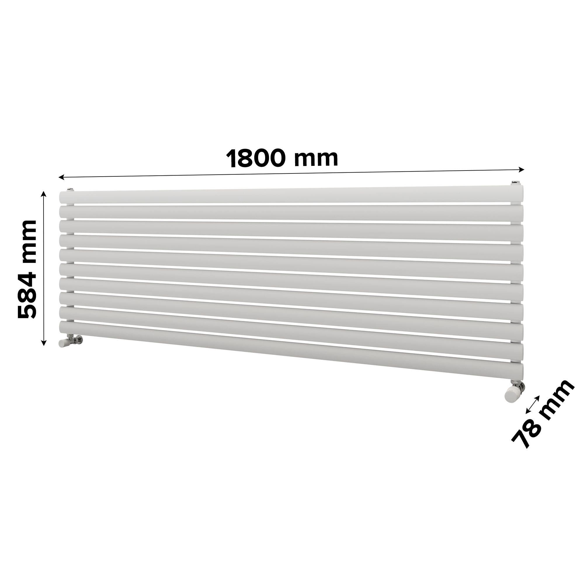 Ximax Champion Satin white Horizontal Designer Radiator, (W)1800mm x (H)584mm