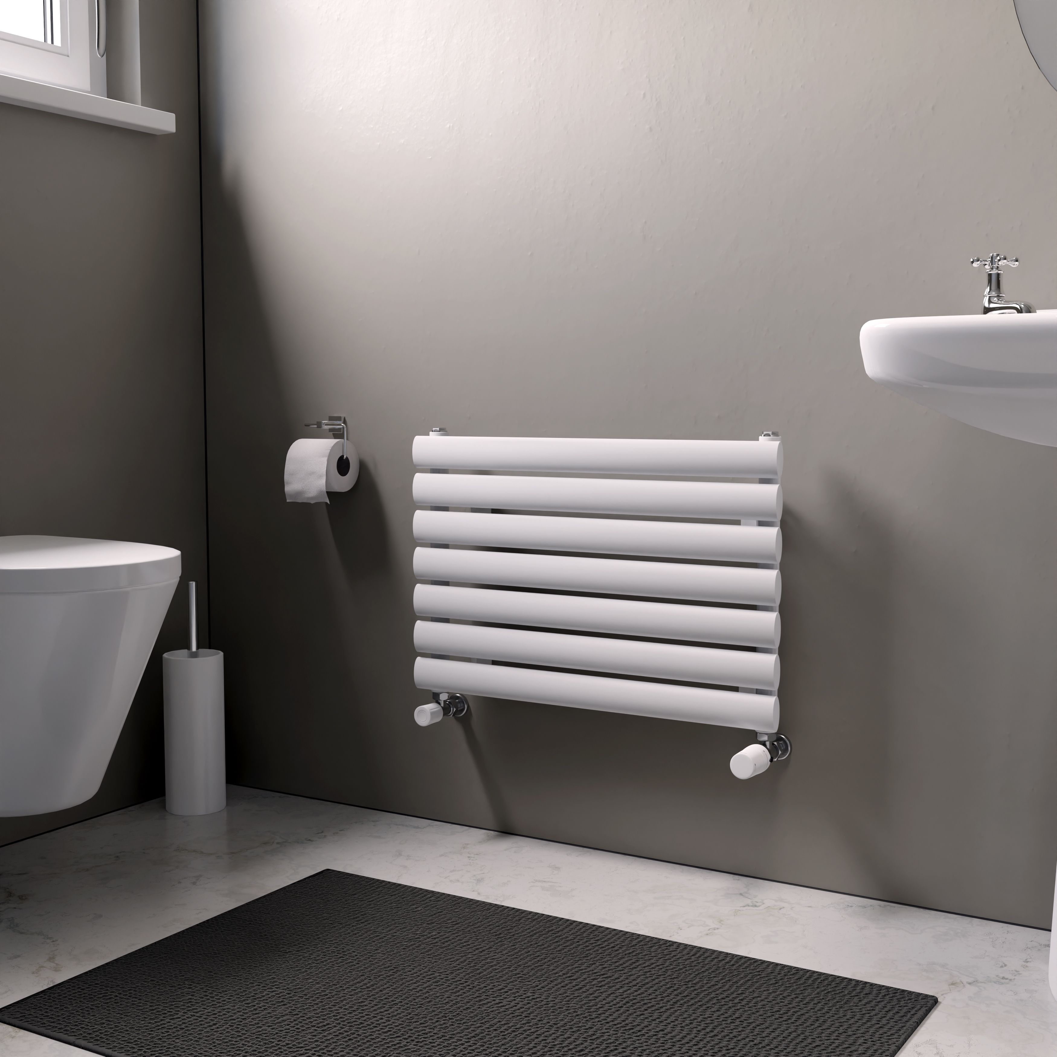 Ximax Champion Satin white Horizontal Designer Radiator, (W)600mm x (H)410mm
